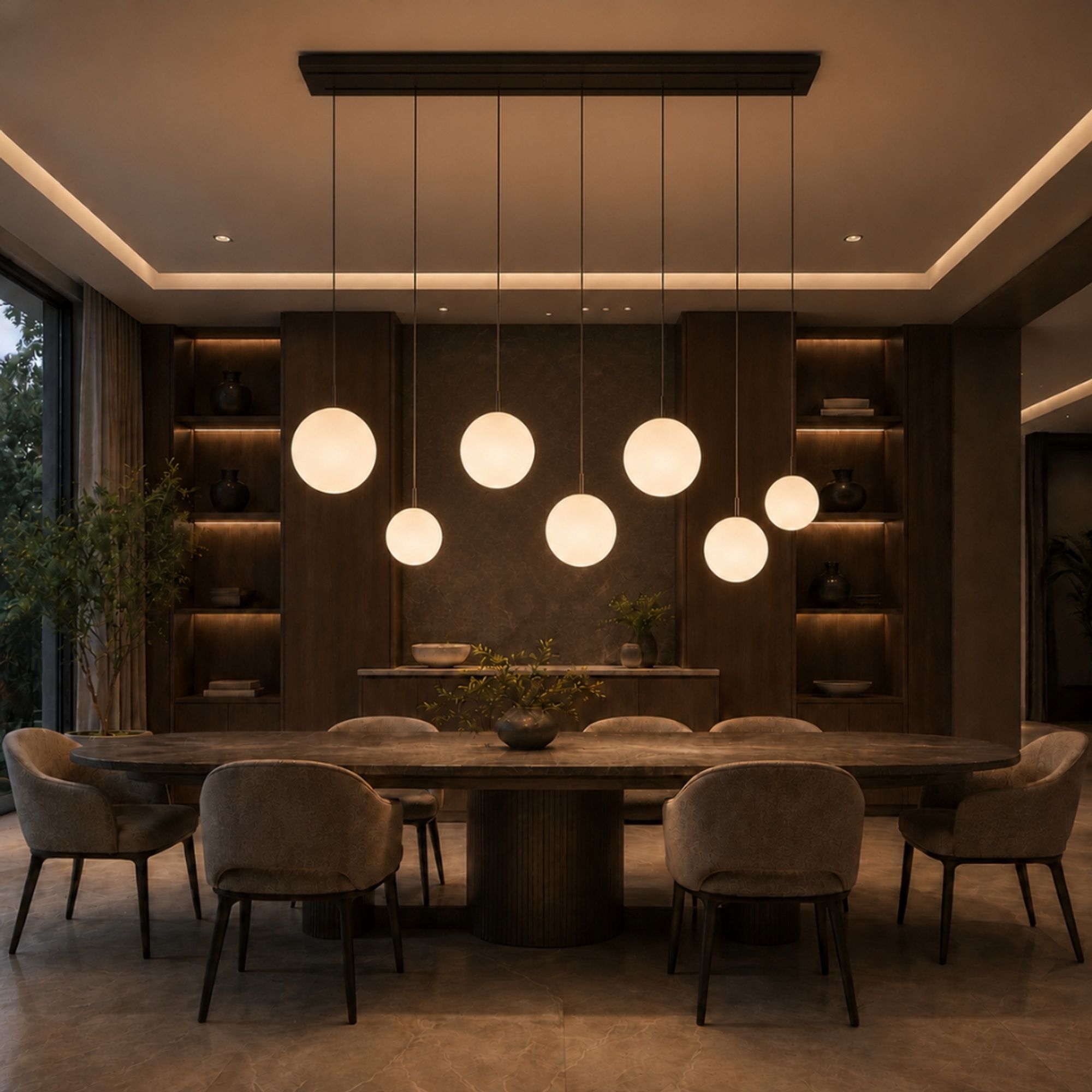 s.luce Orb Esstischleuchte 8-flammig 160cm 2-reihig - 179654 - s.luce® - homecoming lights.