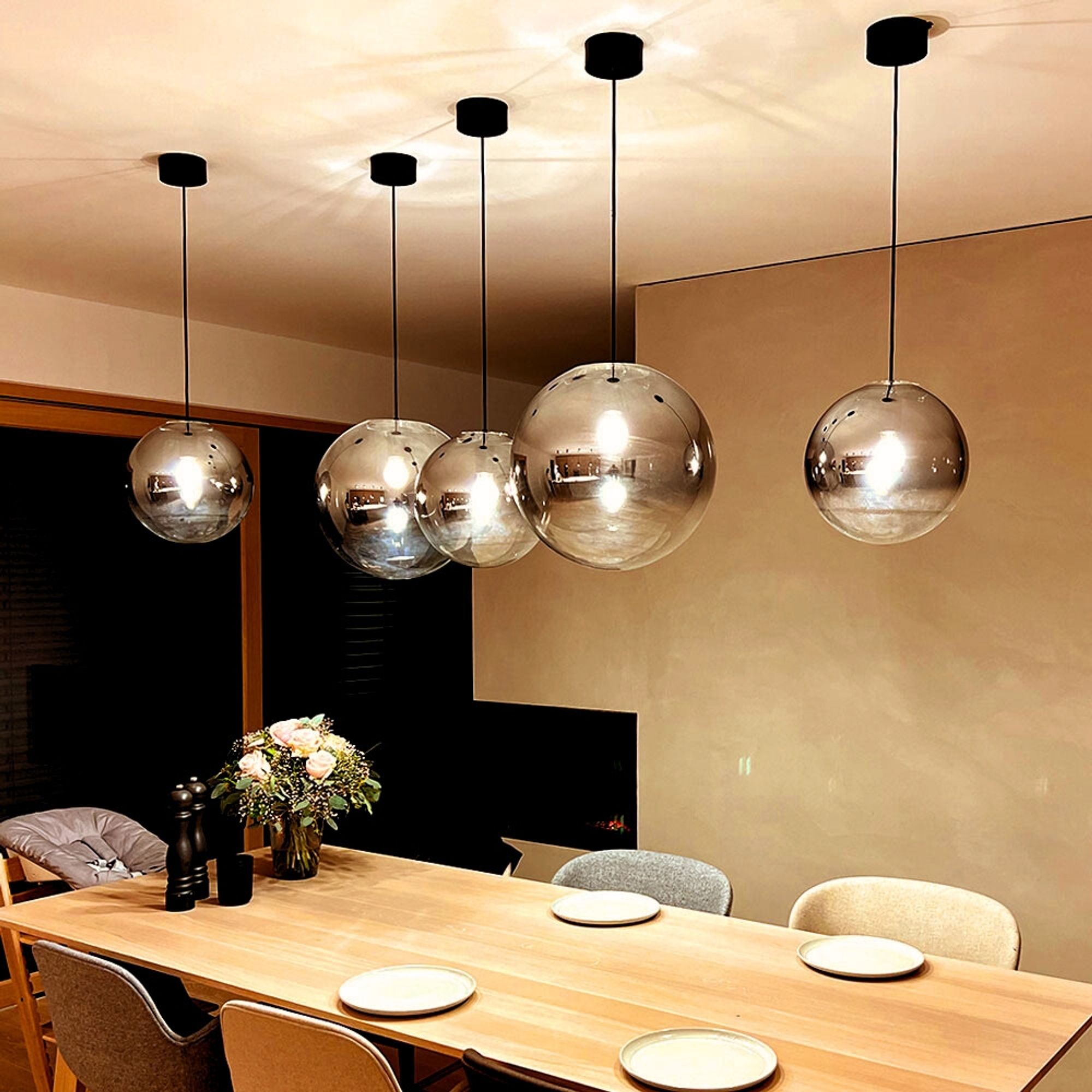 s.luce Orb glass globe hanging lamp 150cm suspension black