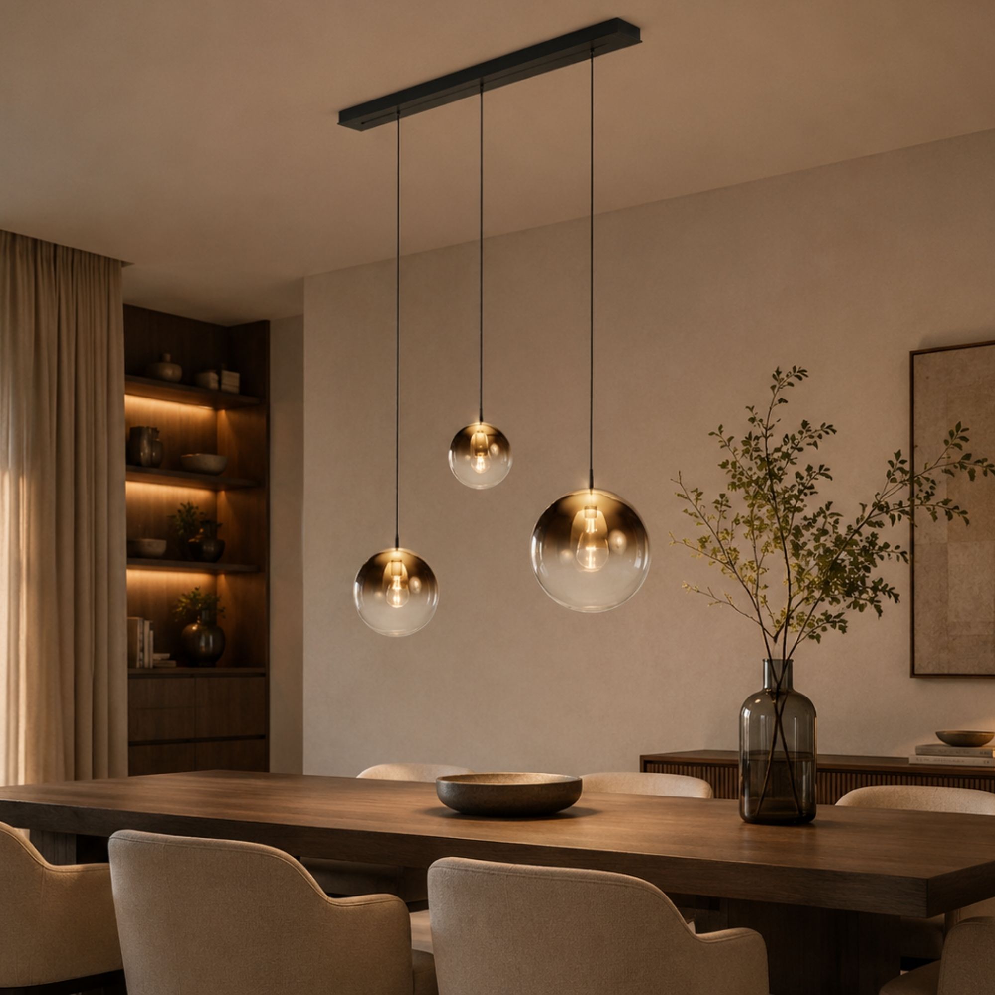 s.luce Orb Esstisch-Hängelampe 3-flammig 120cm Ø 20/30/40 - 179583 - s.luce® - homecoming lights.