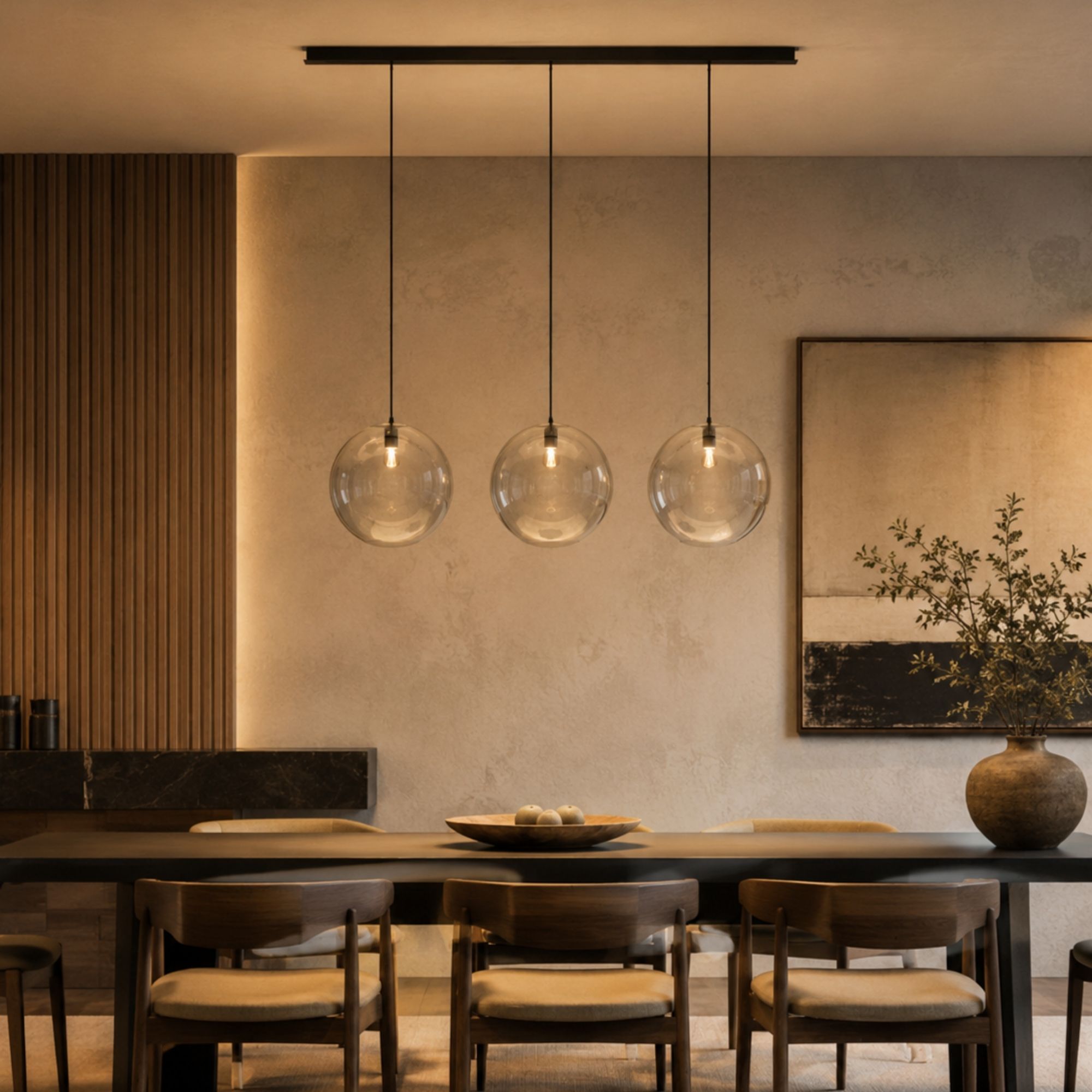 s.luce Orb glass globe hanging lamp 150cm suspension black