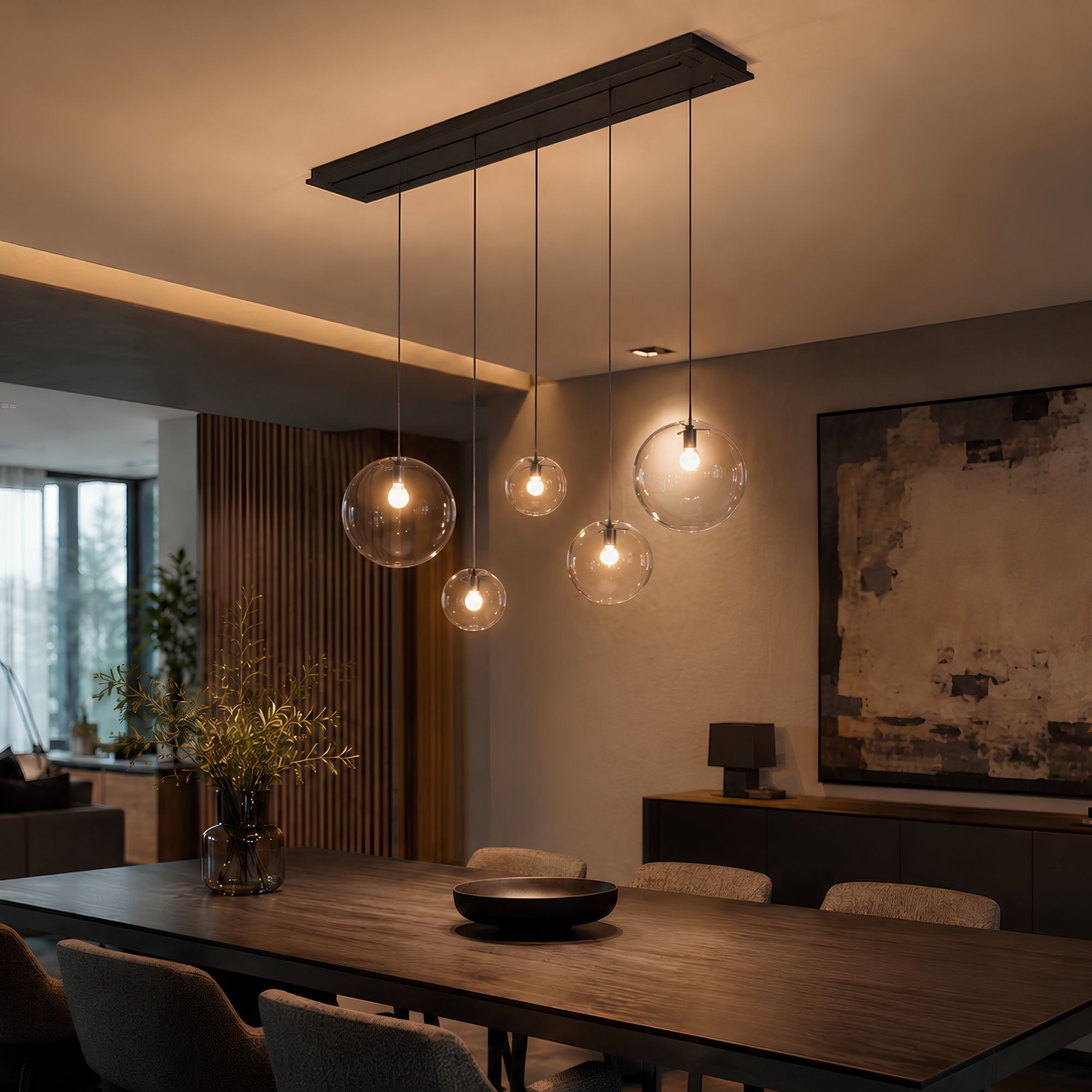 s.luce Orb glass globe hanging lamp 150cm suspension black