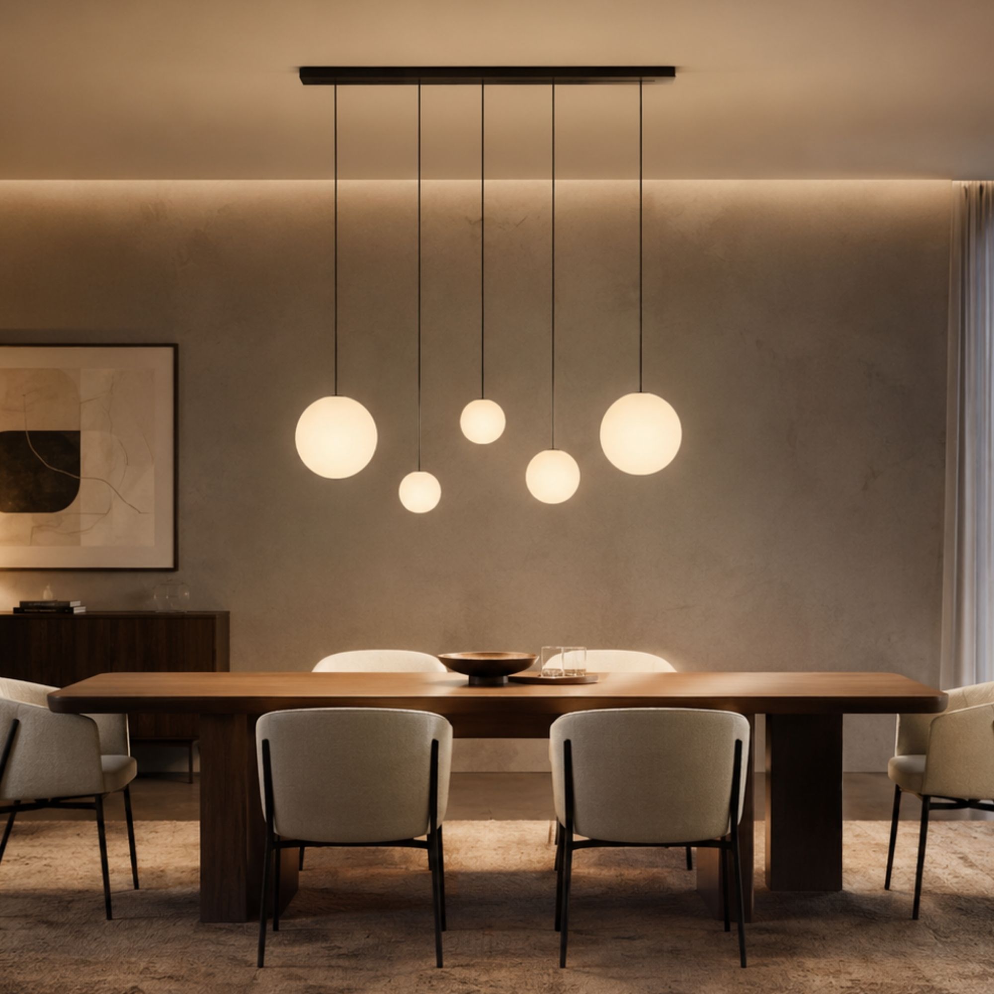 s.luce Orb glass globe hanging lamp 150cm suspension black