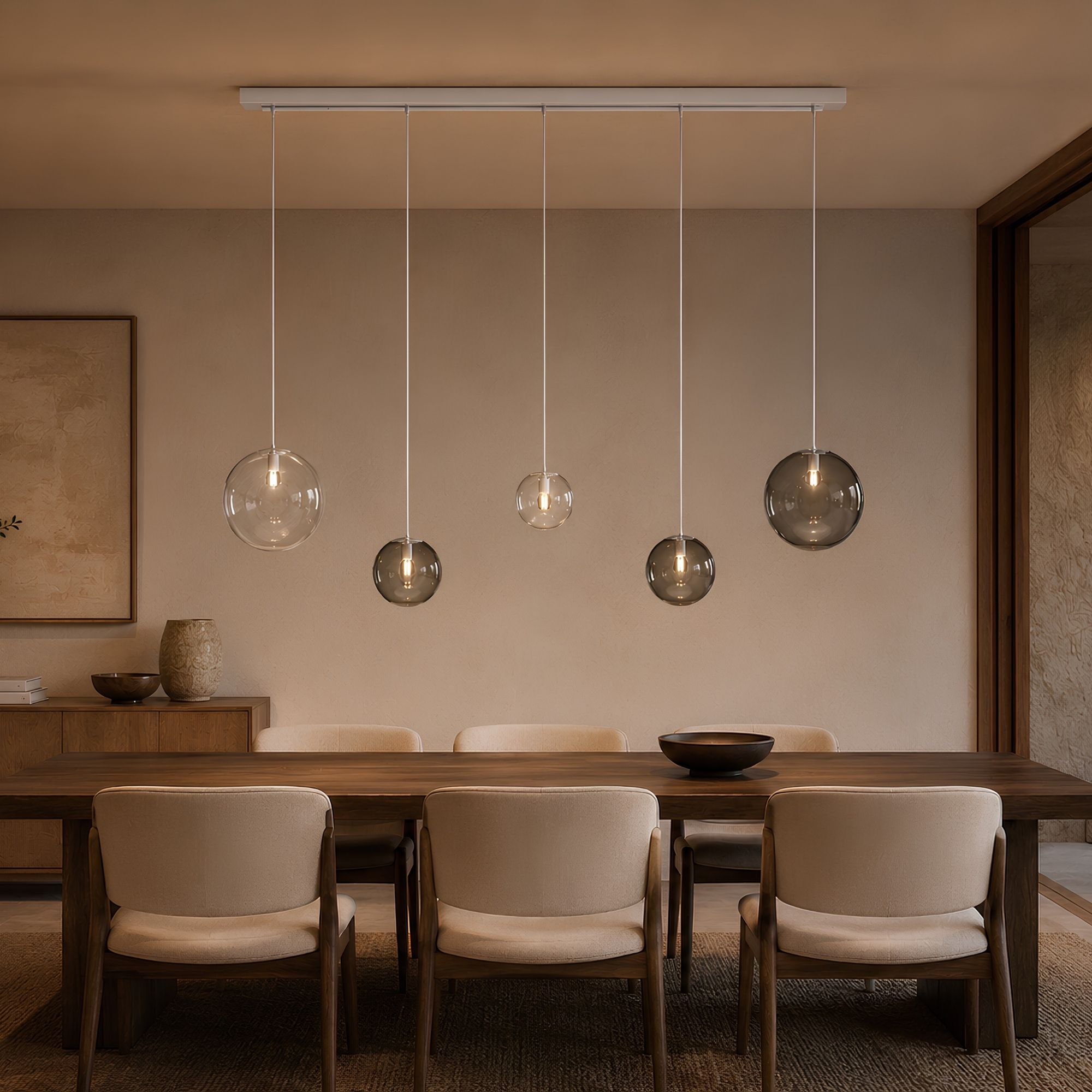 s.luce Orb Glaskugel Pendelleuchte Aufhängung 150cm Weiß - 191405 - s.luce® - homecoming lights.