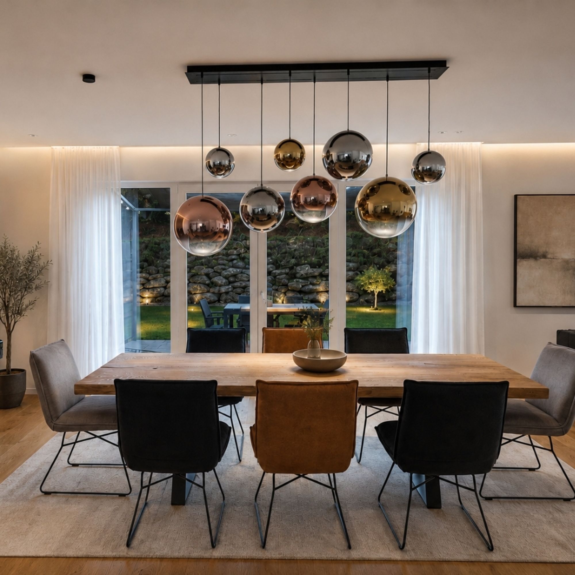 s.luce Orb Glaskugel Hängelampe 150cm Aufhängung Schwarz - 189369 - s.luce® - homecoming lights.