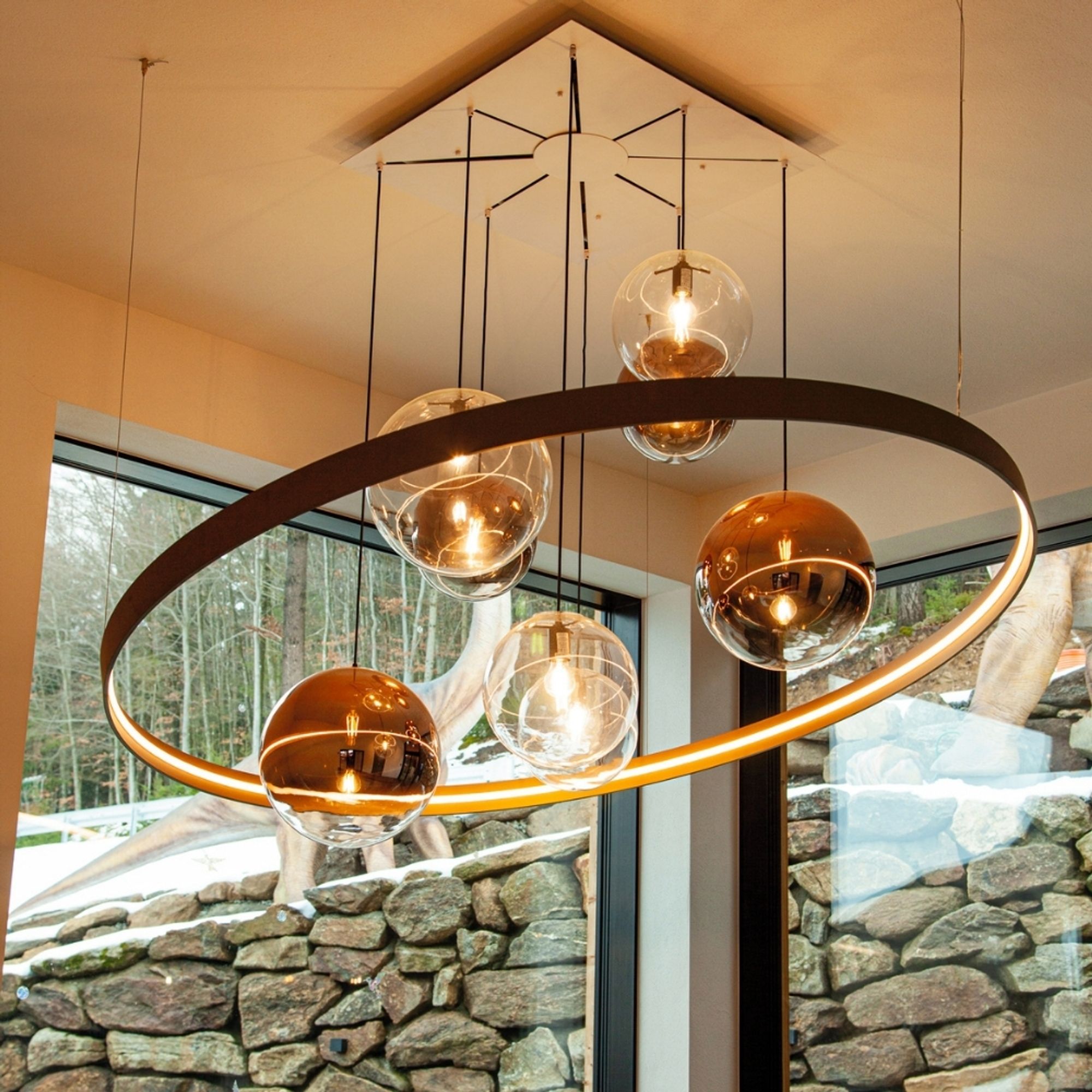 s.luce Orb Glaskugel Galerieleuchte 500cm Aufhängung Schwarz - 191393 - s.luce® - homecoming lights.