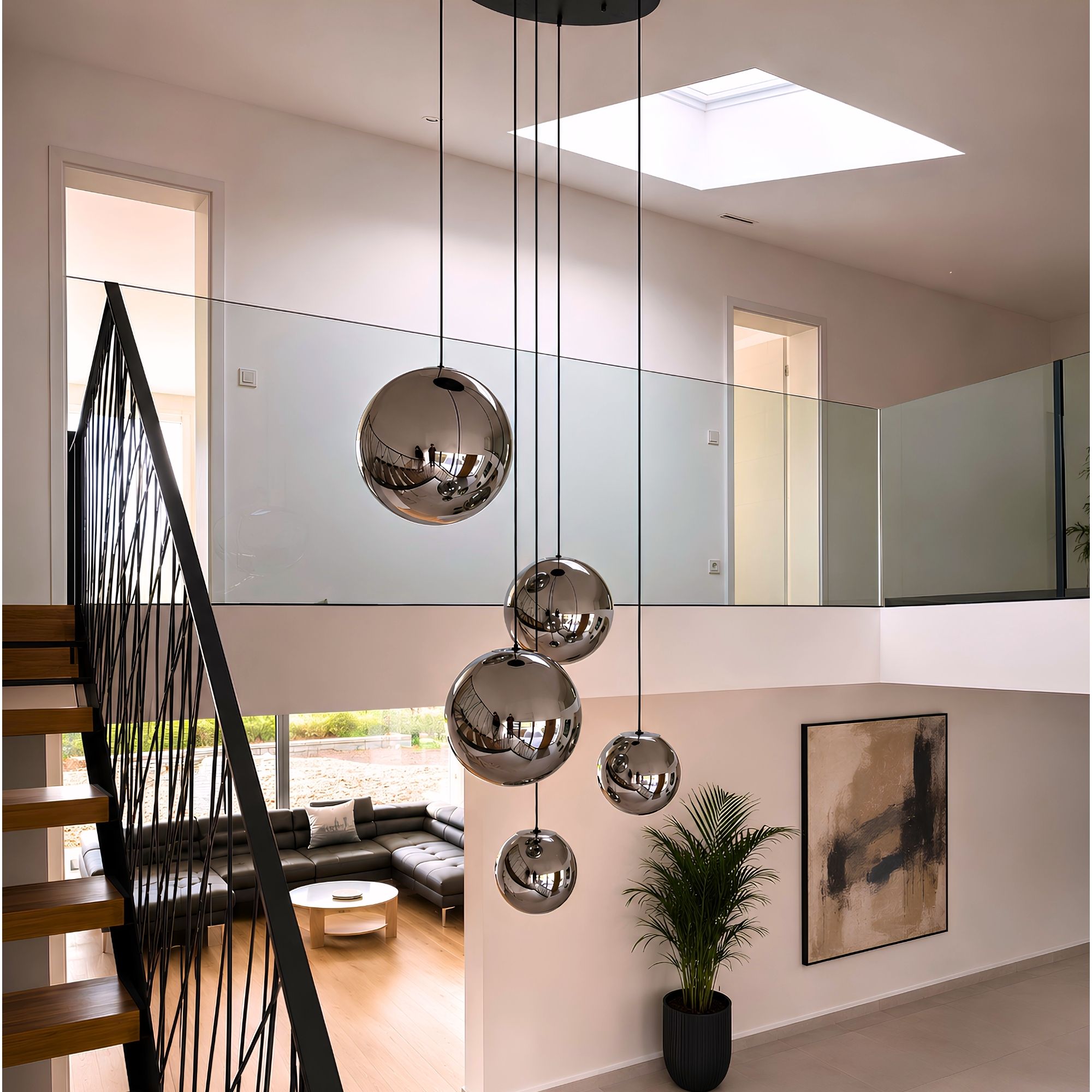s.luce Orb Glaskugel Galerieleuchte 500cm Aufhängung Schwarz - 189339 - s.luce® - homecoming lights.