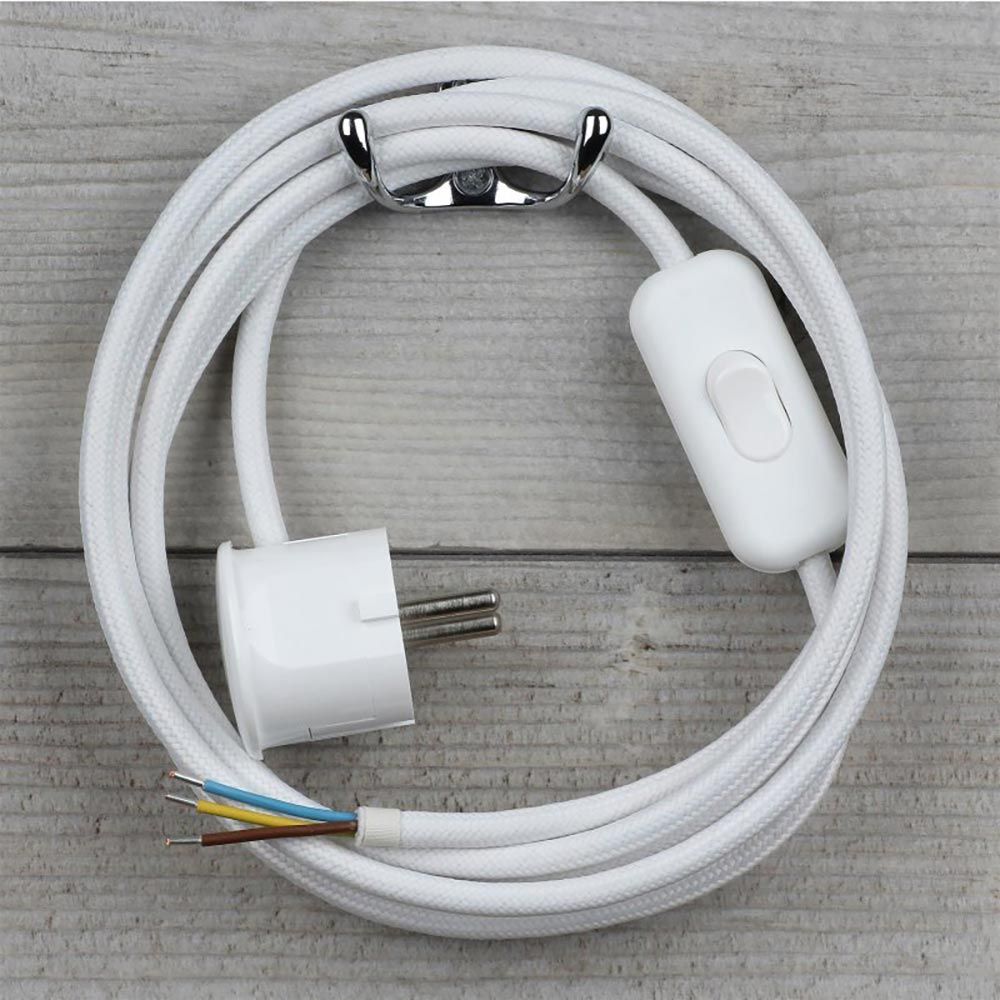 s.luce Anschlusskabel Textilmantel 3 x 0,75 mm² mit Schalter und Stecker
