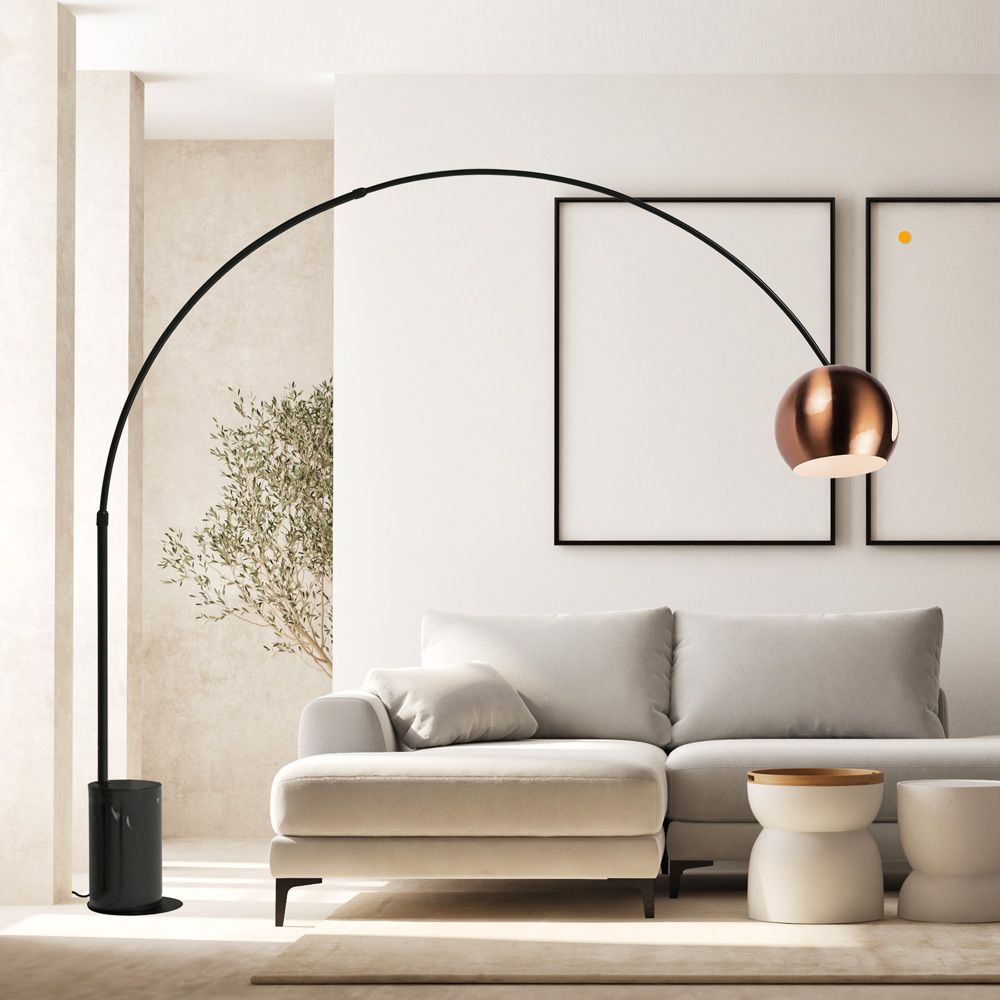 s.luce Ball Design-Bogenlampe mit Marmorfuß modern