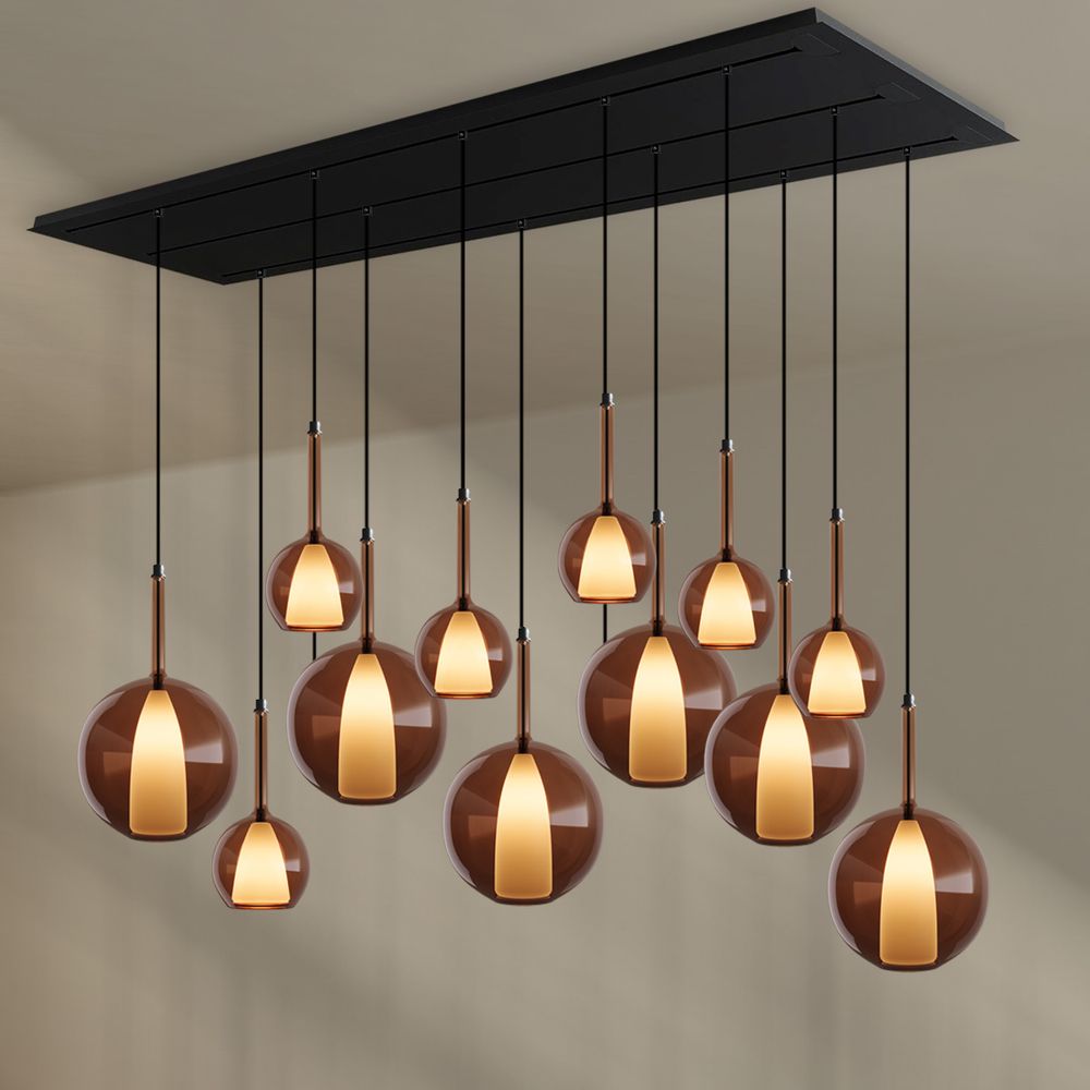 s.luce Belluna Esstischlampe 12-flammig 200cm 3-reihig