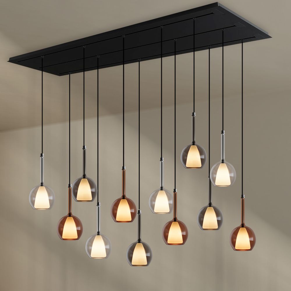 s.luce Belluna Esstischlampe 12-flammig 200cm 3-reihig