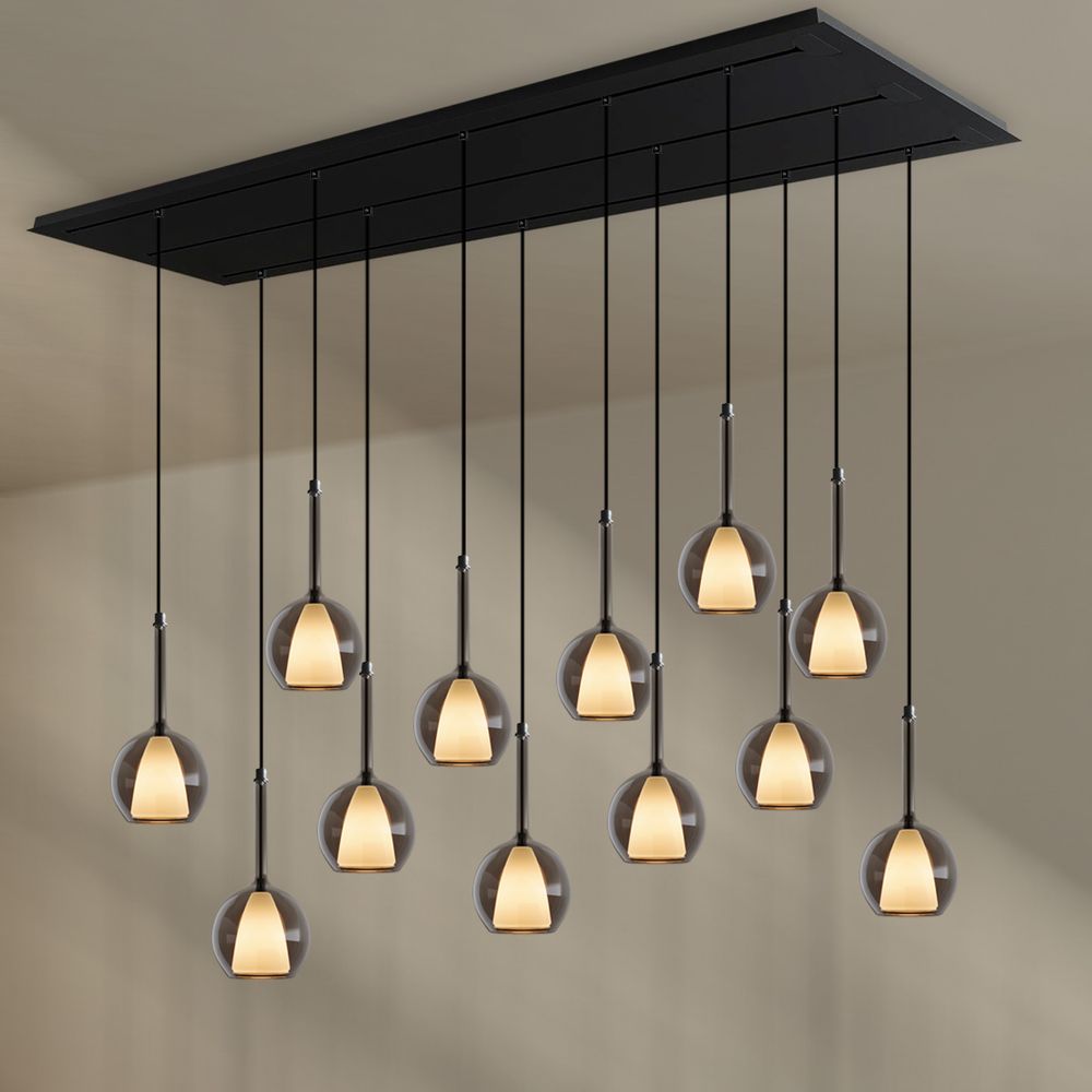 s.luce Belluna Esstischlampe 12-flammig 200cm 3-reihig