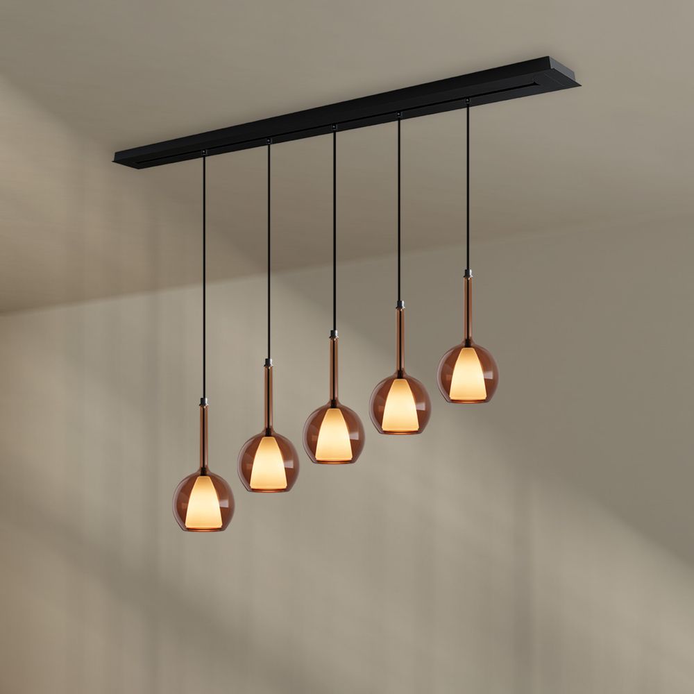 s.luce Belluna Esstisch-Hängelampe 5-flammig 160cm Baldachin