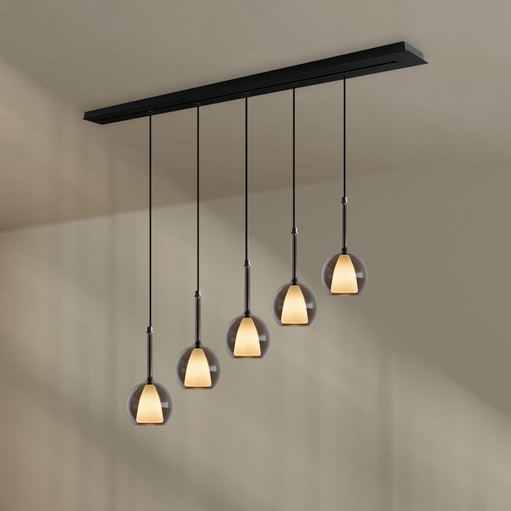 s.luce Belluna Esstisch-Hängelampe 5-flammig 160cm Baldachin