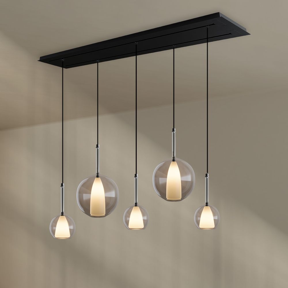 s.luce Belluna Esstischleuchte 5-flammig 160cm 2-reihig