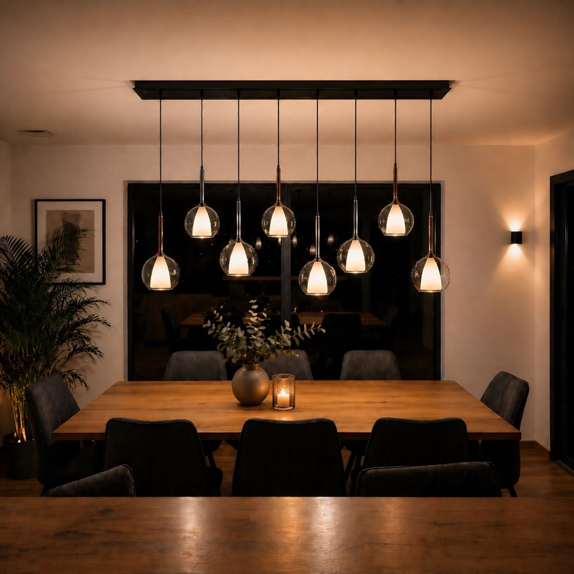 s.luce Belluna Esstisch - Pendelleuchte 8 - flammig 160cm 2 - reihig - 193999 - s.luce® - homecoming lights.
