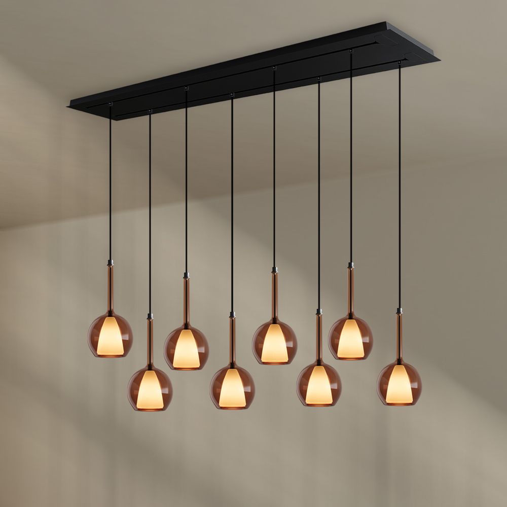 s.luce Belluna Esstisch-Pendelleuchte 8-flammig 160cm 2-reihig