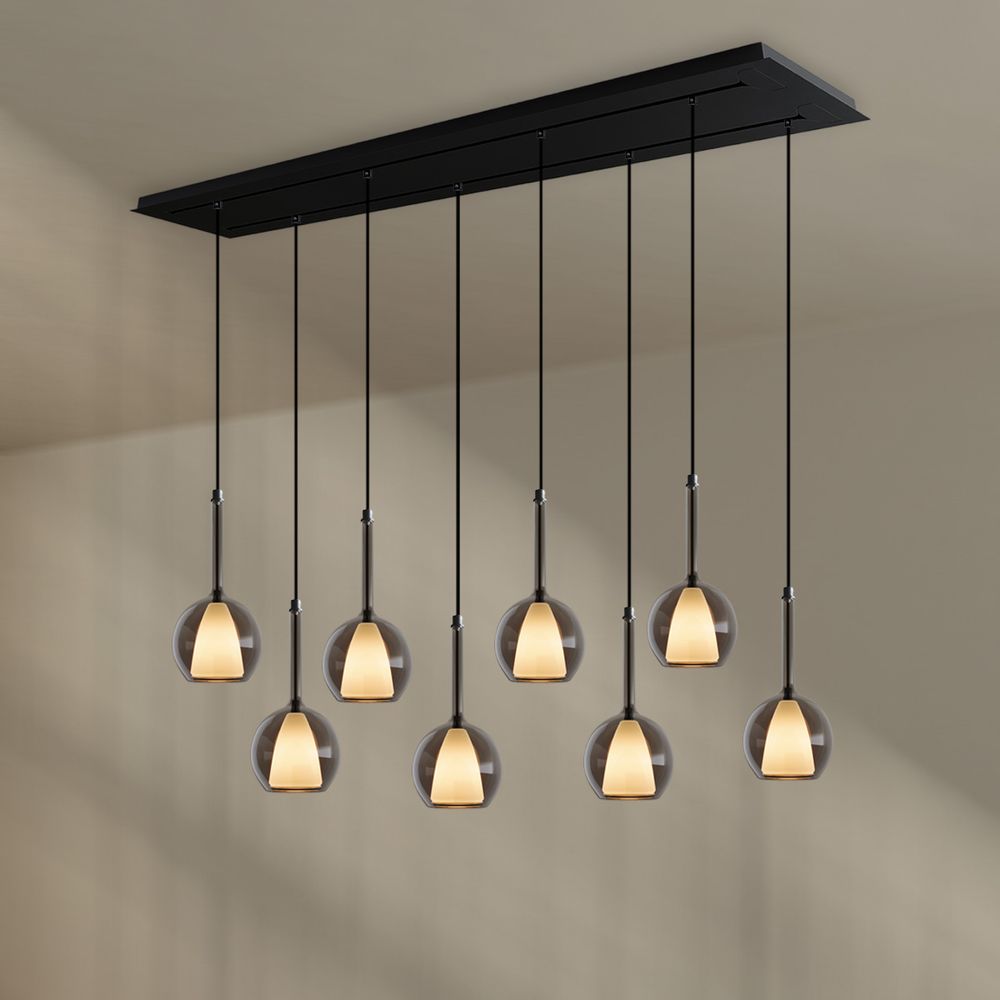 s.luce Belluna Esstisch-Pendelleuchte 8-flammig 160cm 2-reihig