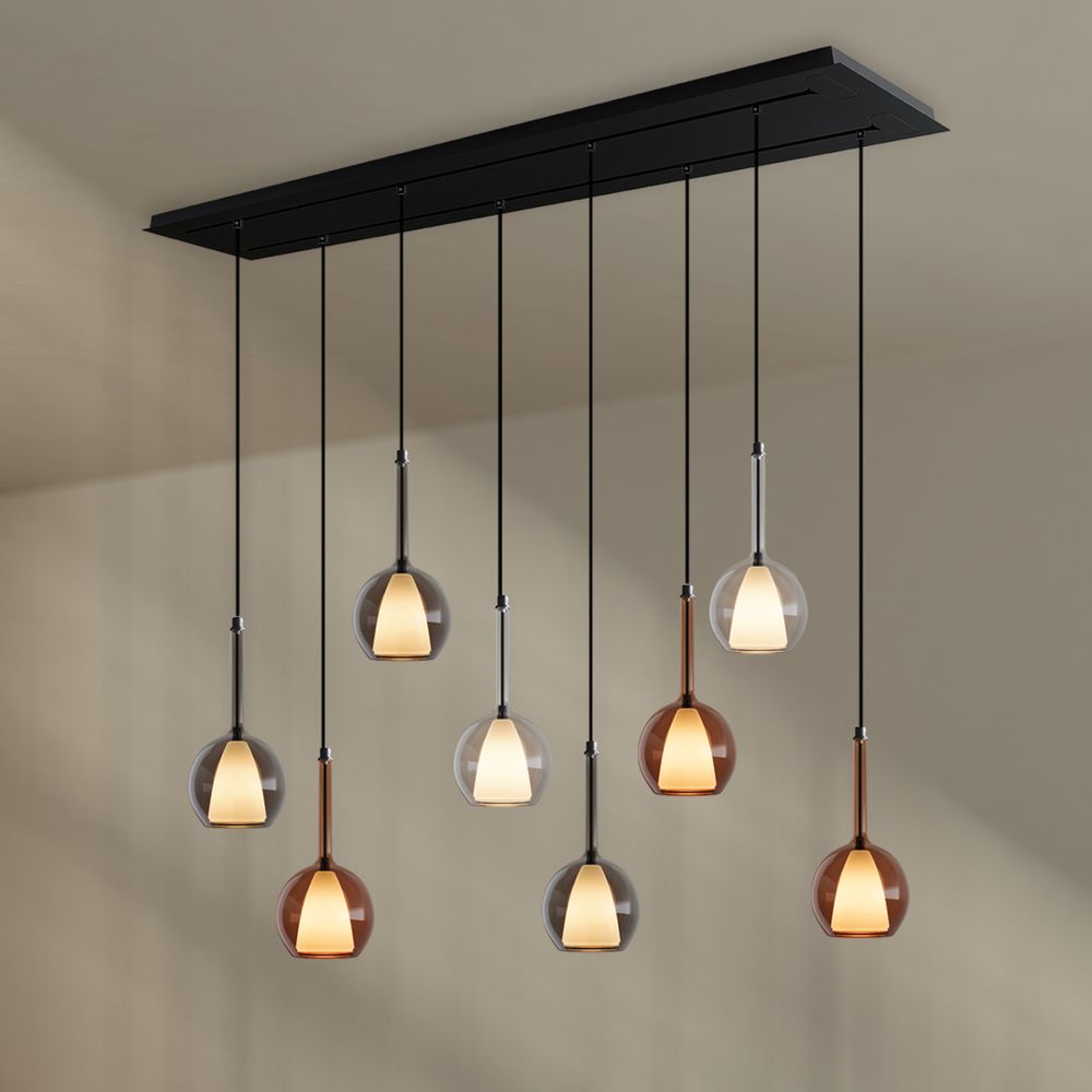 s.luce Belluna Esstisch-Pendelleuchte 8-flammig 160cm 2-reihig