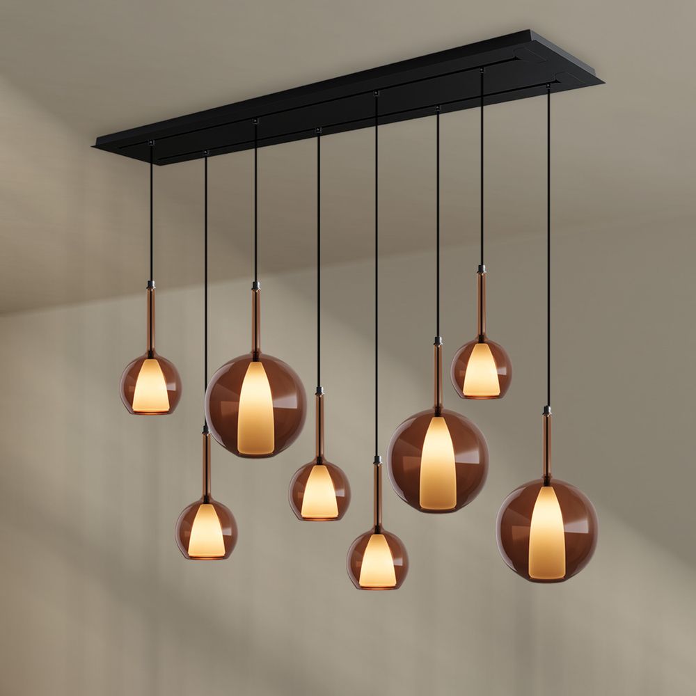 s.luce Belluna Esstisch-Pendelleuchte 8-flammig 160cm 2-reihig