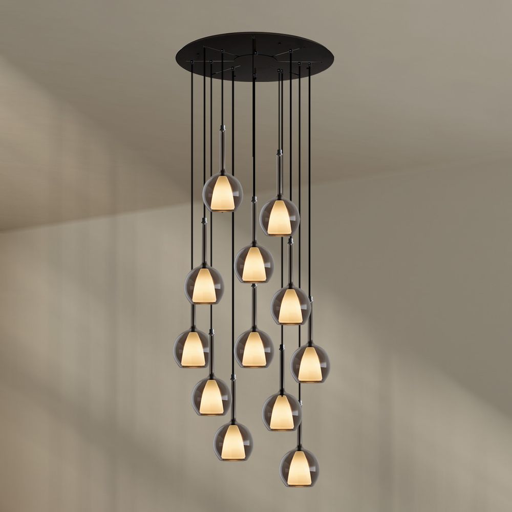 s.luce Belluna Galerielampe 12-flammig Ø 80cm Baldachin