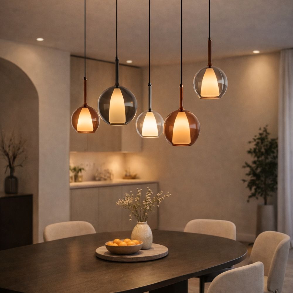 s.luce Belluna Glas-Pendelleuchte 150cm Textilkabel