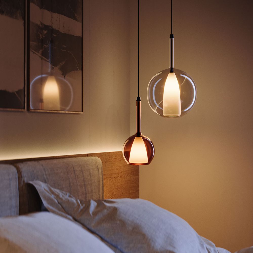 s.luce Belluna Glas-Pendelleuchte 150cm Textilkabel