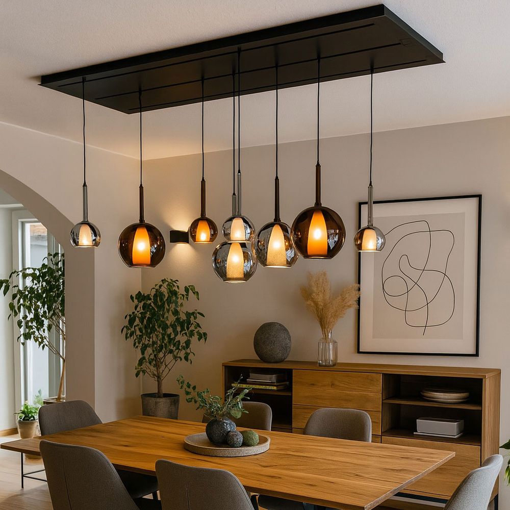 s.luce Belluna Glas-Pendelleuchte 150cm Textilkabel