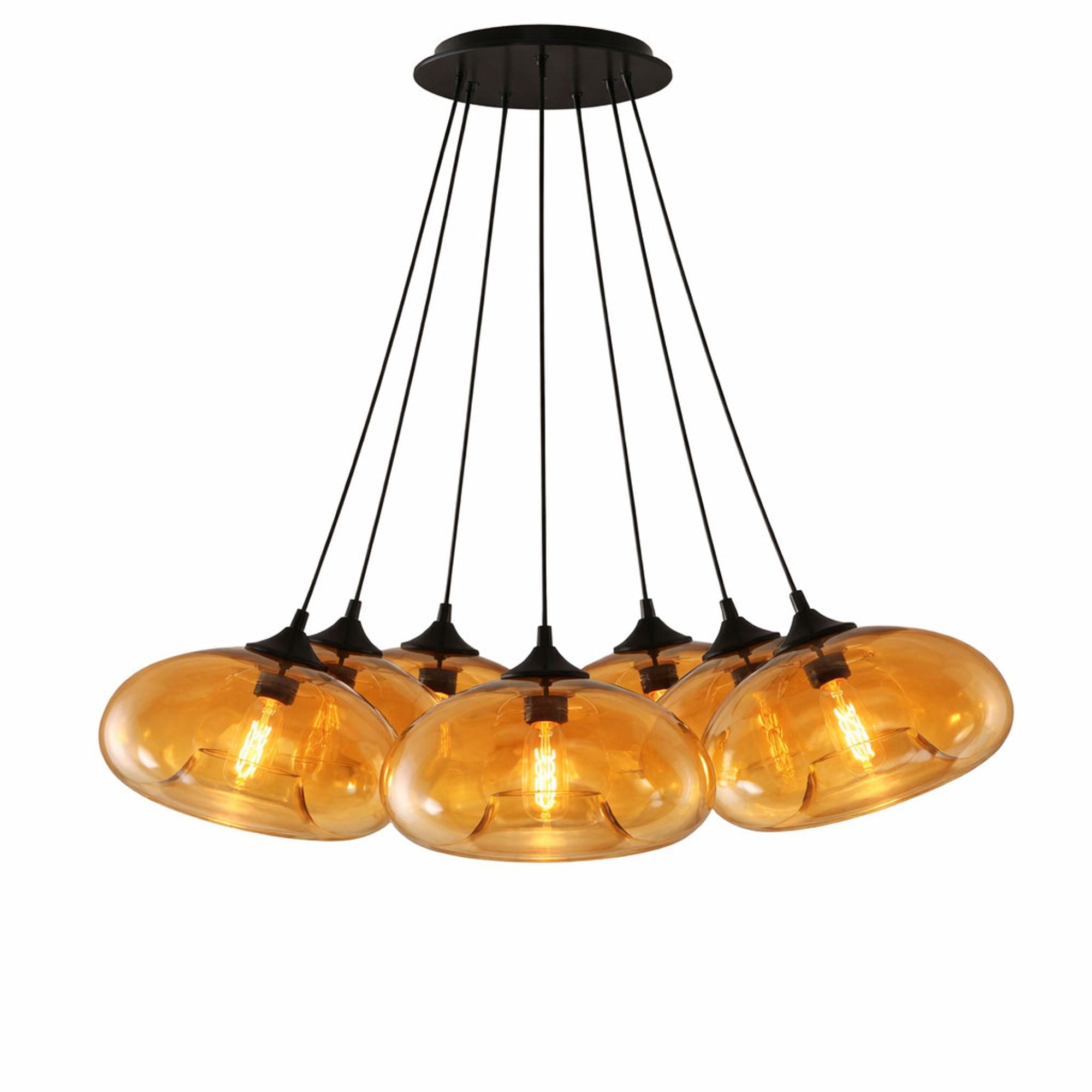 s.luce Cruet Cluster Glas - Pendelleuchte 7 - flammig 7x28cm - 200244 - s.luce® - homecoming lights.