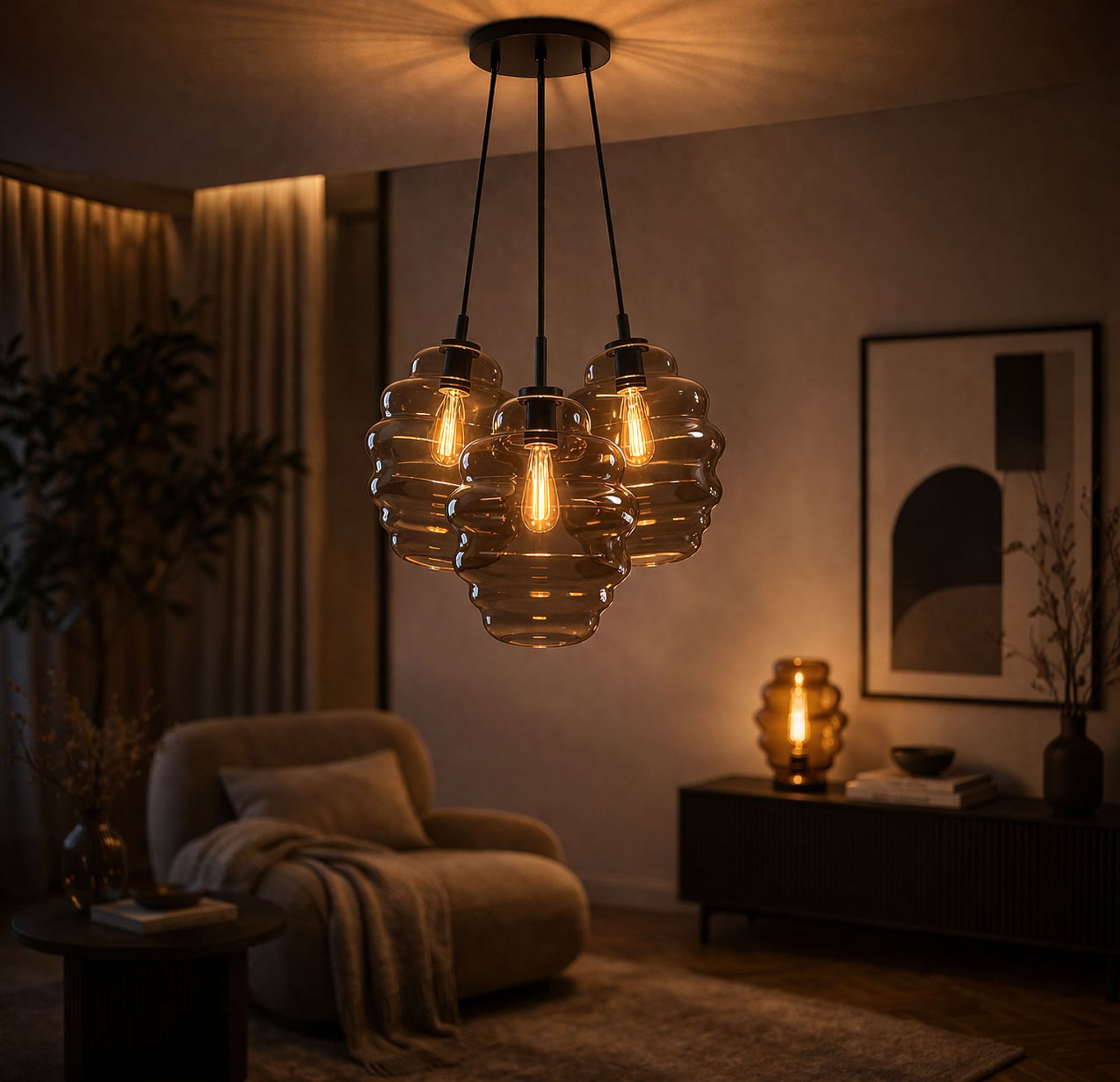 s.luce Echos Cluster Glas - Pendelleuchte 3 - flammig 3x25cm - 200326 - s.luce® - homecoming lights.