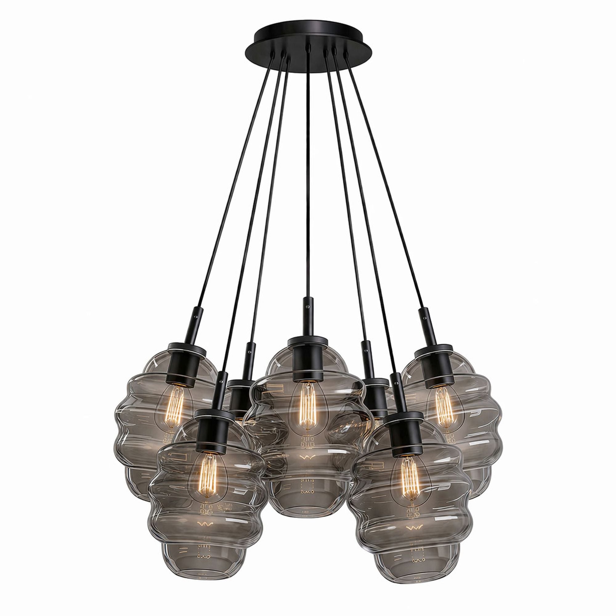 s.luce Echos Cluster Glas - Pendelleuchte 7 - flammig 3x18cm - 200335 - s.luce® - homecoming lights.