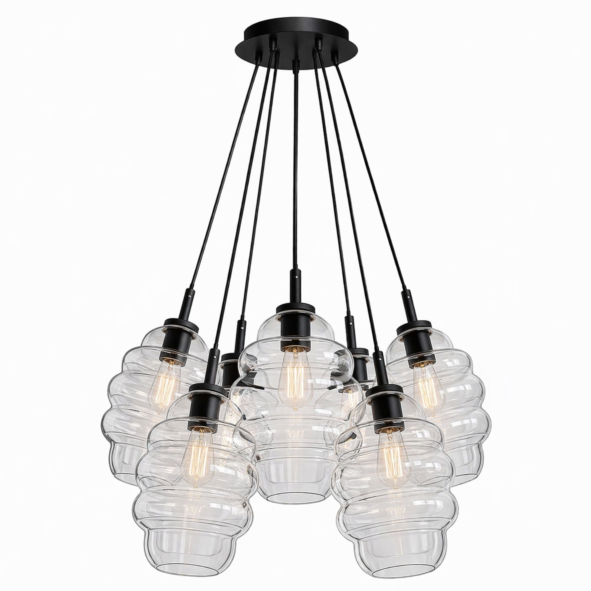s.luce Echos Cluster Glas - Pendelleuchte 7 - flammig 7x25cm - 200345 - s.luce® - homecoming lights.