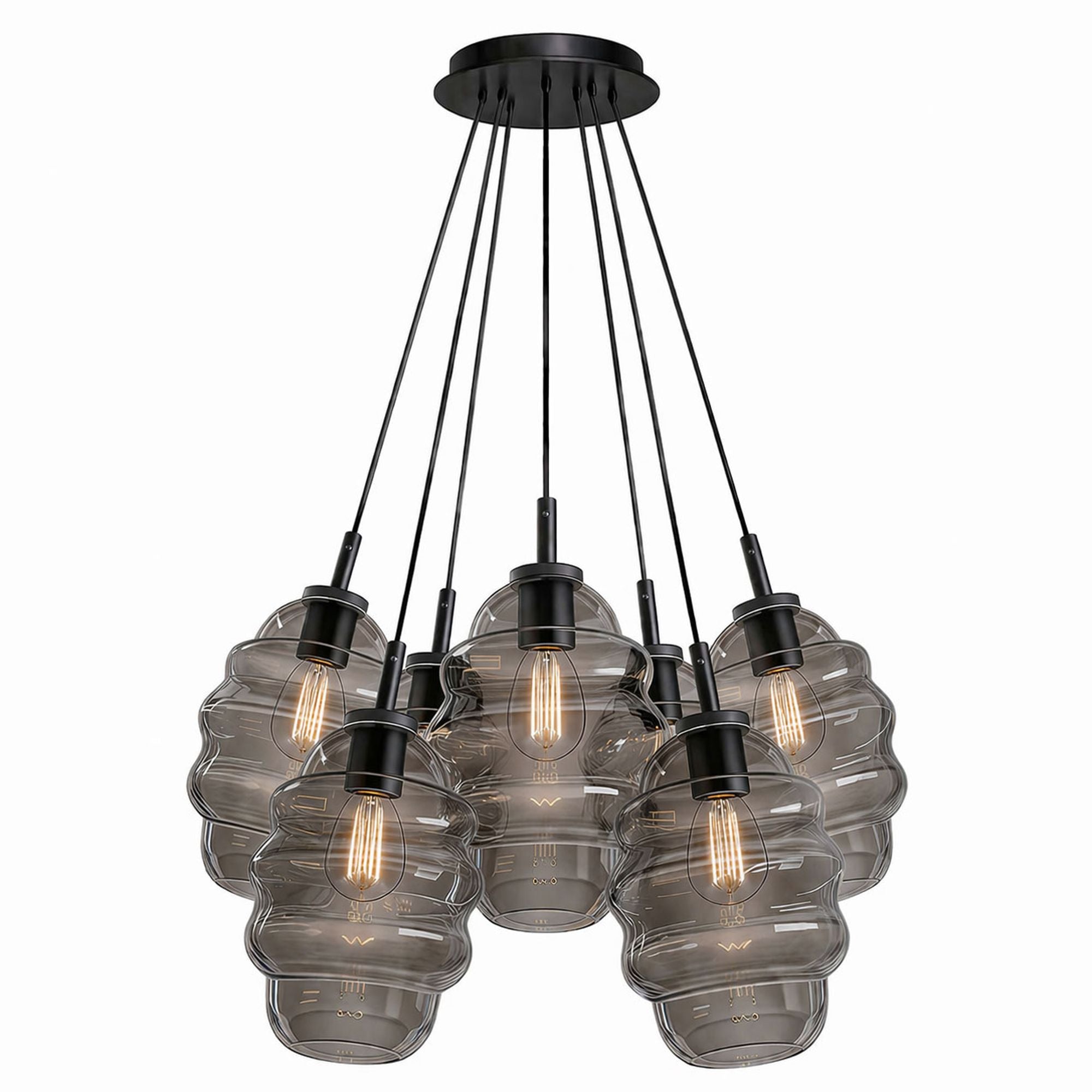 s.luce Echos Cluster Glas - Pendelleuchte 7 - flammig 7x25cm - 200343 - s.luce® - homecoming lights.