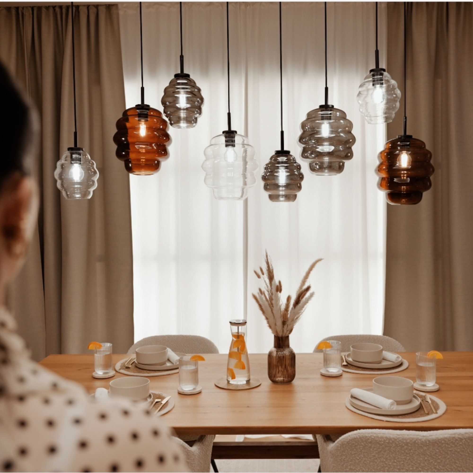 s.luce Echos Esstischlampe 8 - flammig 200cm 3 - reihig Ø 18/25cm - 194195 - s.luce® - homecoming lights.