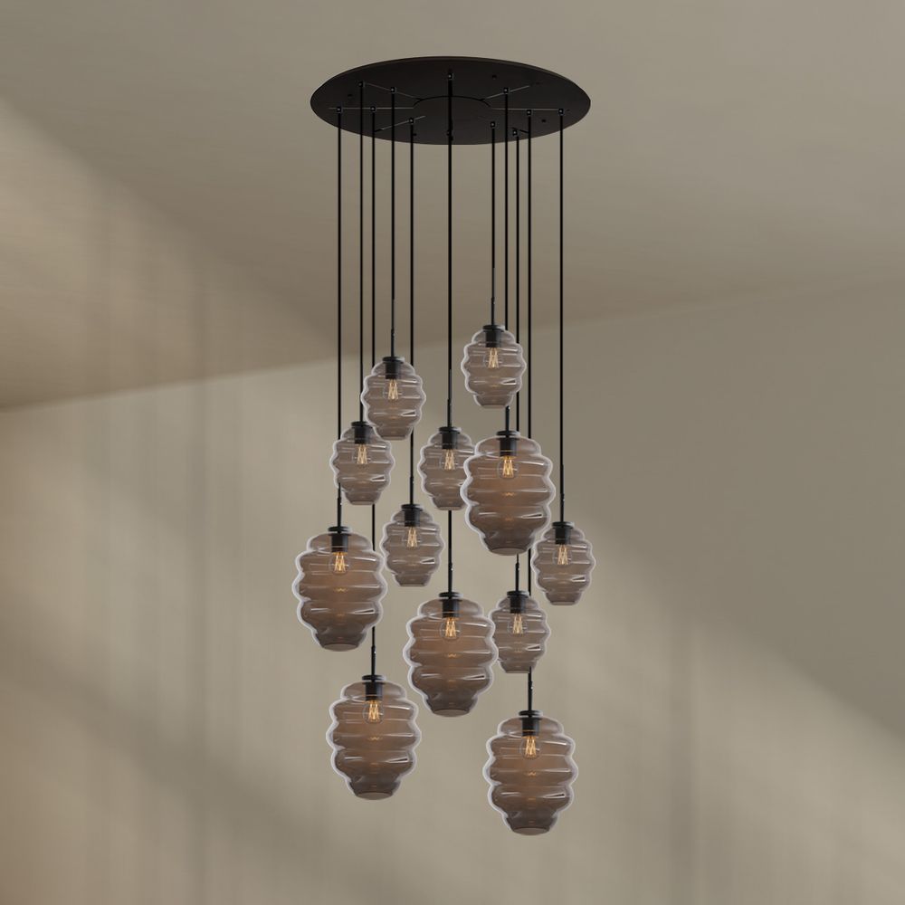 s.luce Echos Galerieleuchte 12-flammig Ø 80cm Baldachin, Ø 18/25cm