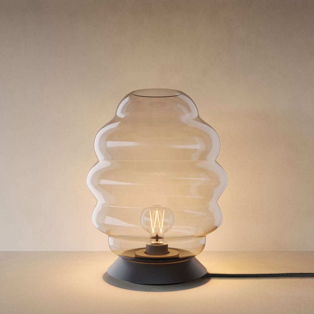 s.luce Echos Glas Tischleuchte E27 mit Schalter