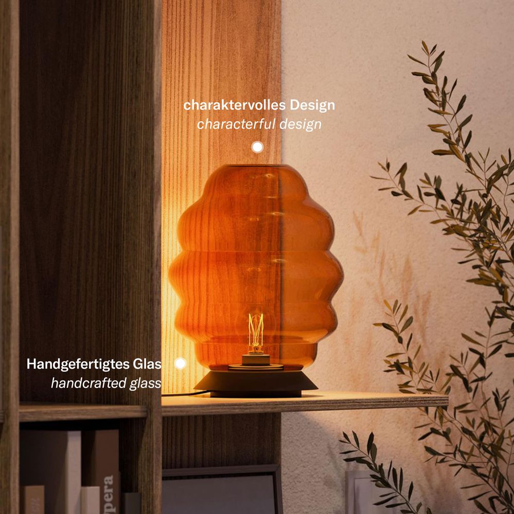 s.luce Echos Glas Tischleuchte E27 mit Schalter