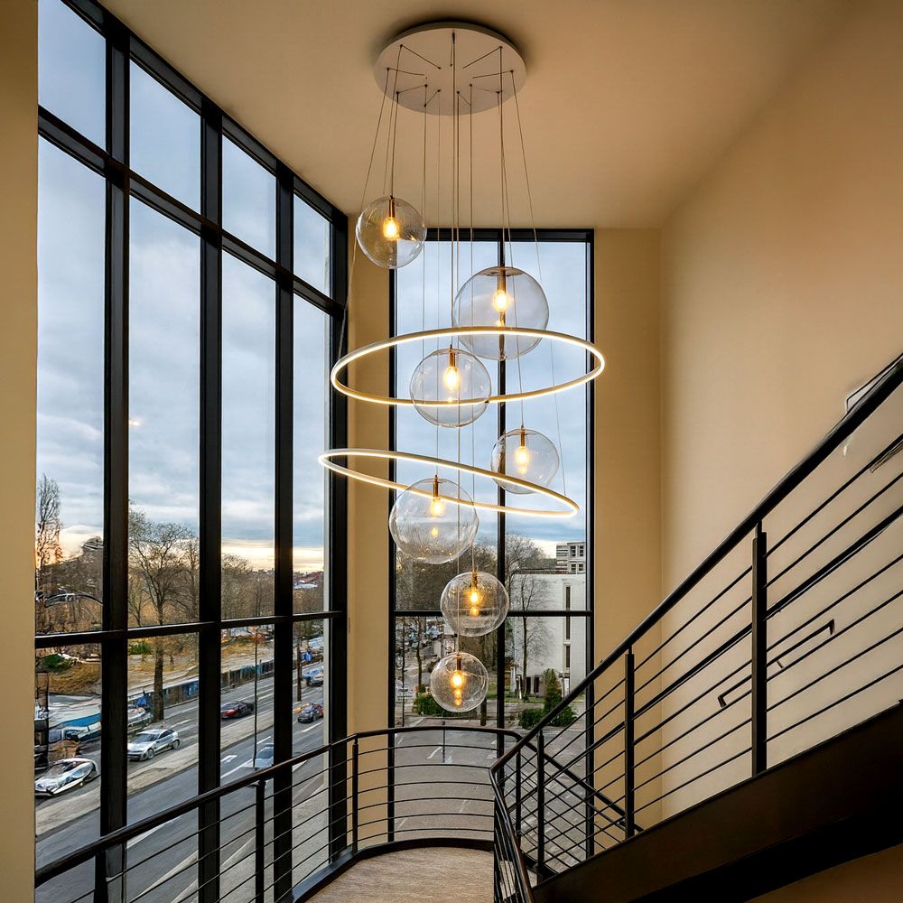 s.luce Galaxy XXL LED Galerielampe 8-flammig Ringleuchte Glaskugeln