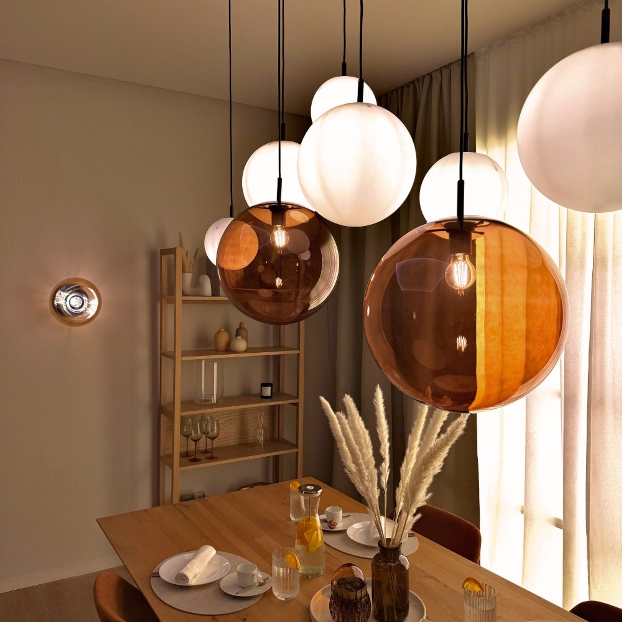 s.luce Orb 5 - flammige Esstischlampe 2 - reihig 160cm - 179648 - s.luce® - homecoming lights.