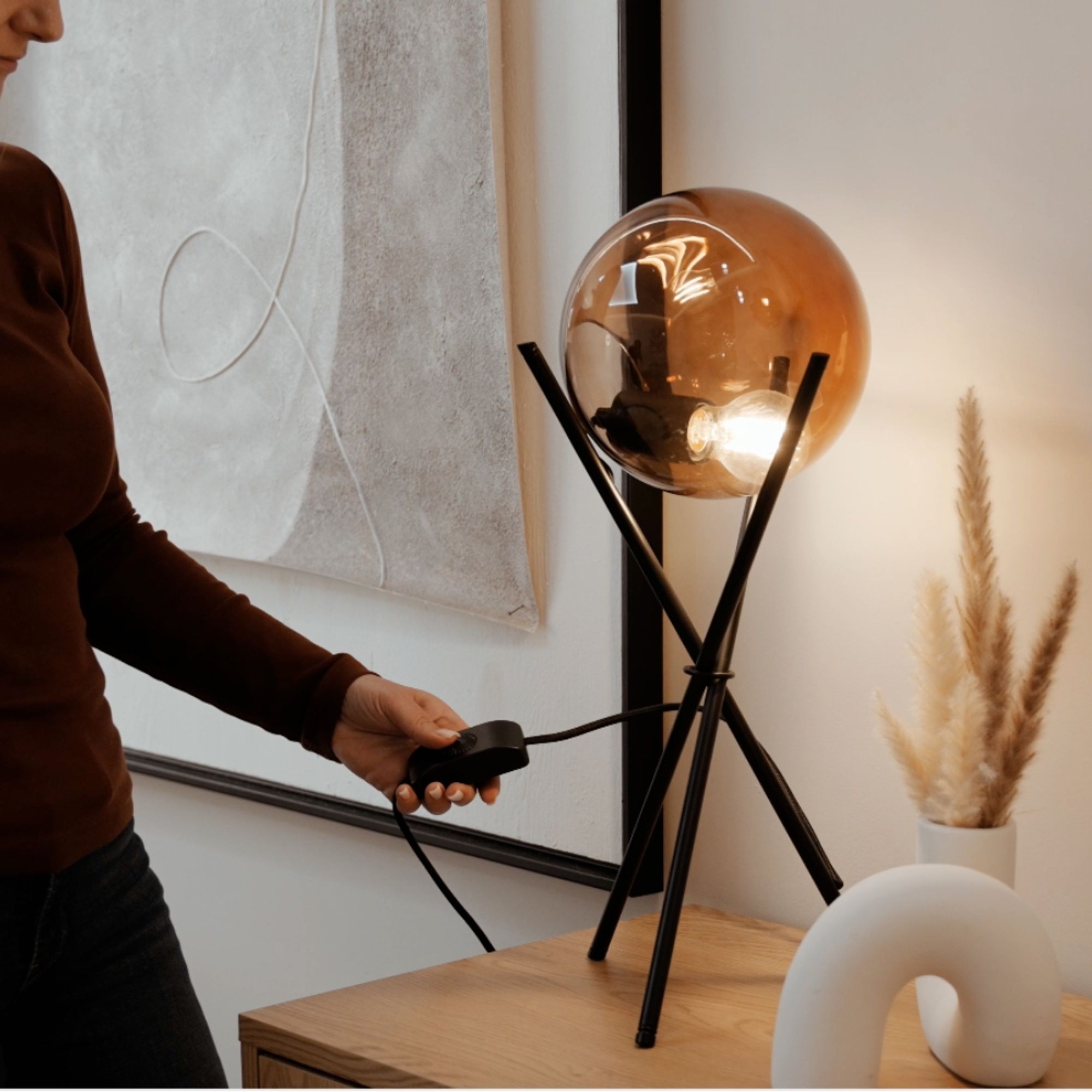 s.luce Axis Glas - Lampe de table trépied 20 cm - 172304 - s.luce® - homecoming lights.