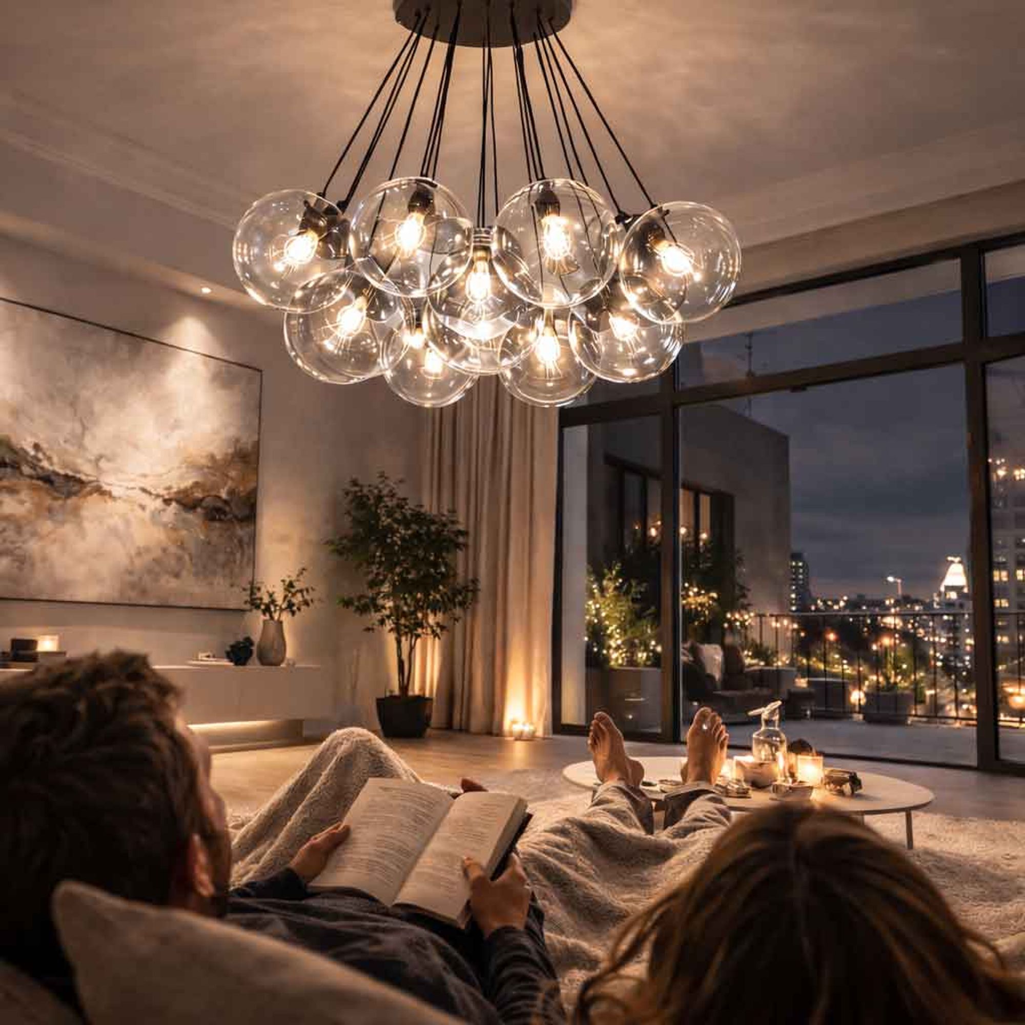 s.luce Orb Cluster Glas - Pendelleuchte 13 - flammig 13x20cm - 200588 - s.luce® - homecoming lights.