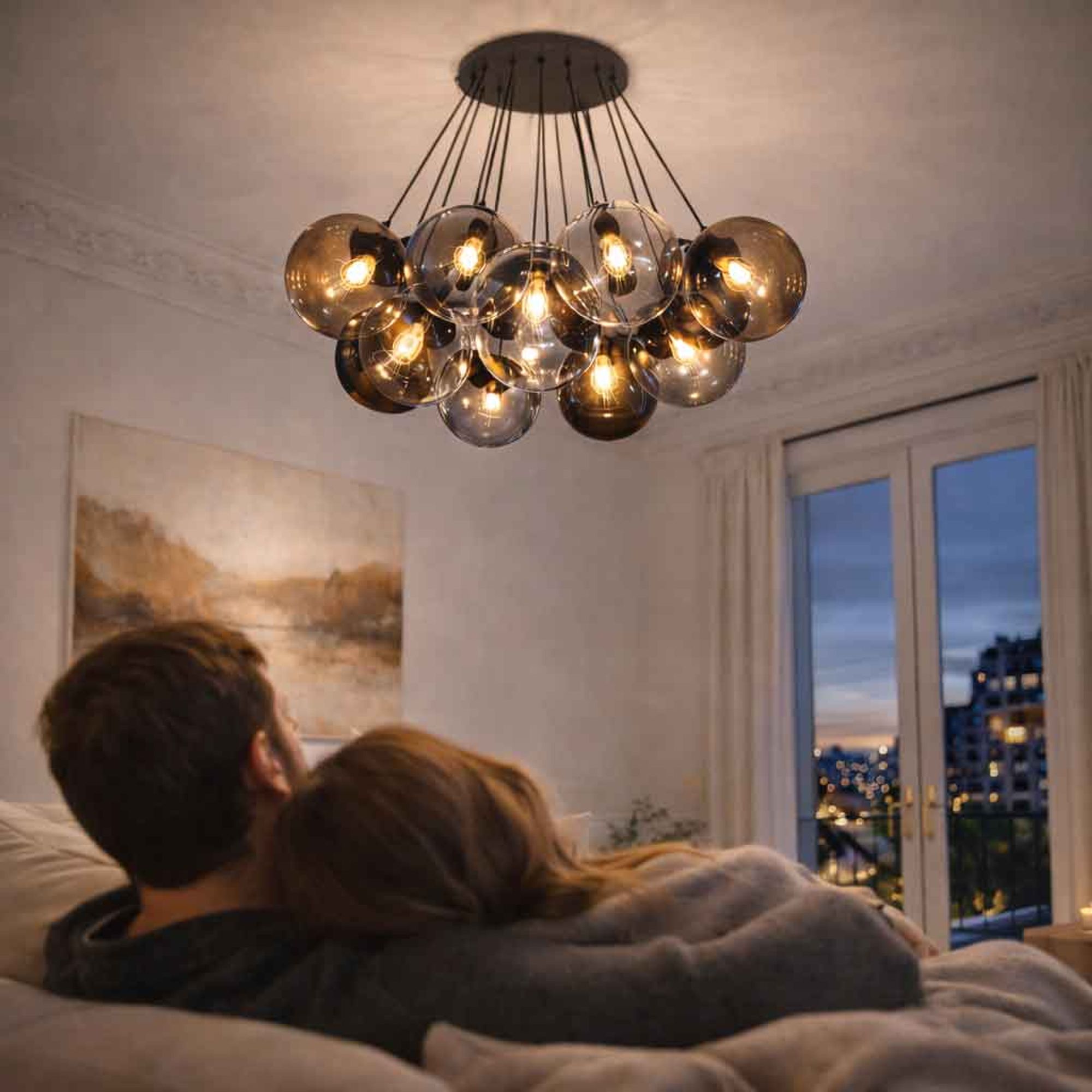 s.luce Orb Cluster Glas - Pendelampe 13 - flammig 13x30cm - 200710 - s.luce® - homecoming lights.