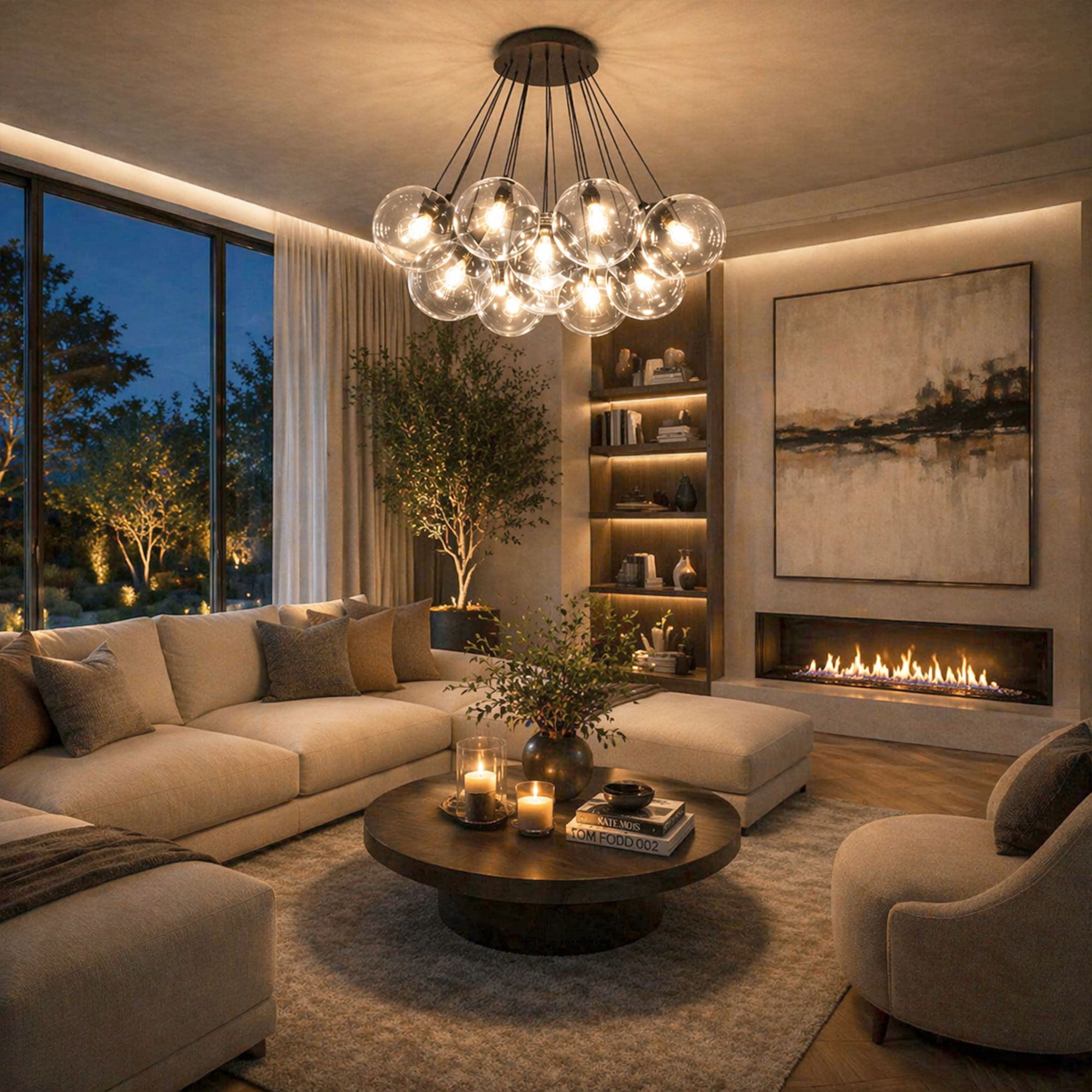 s.luce Orb Cluster Glas - Pendelampe 13 - flammig 13x30cm - 200710 - s.luce® - homecoming lights.