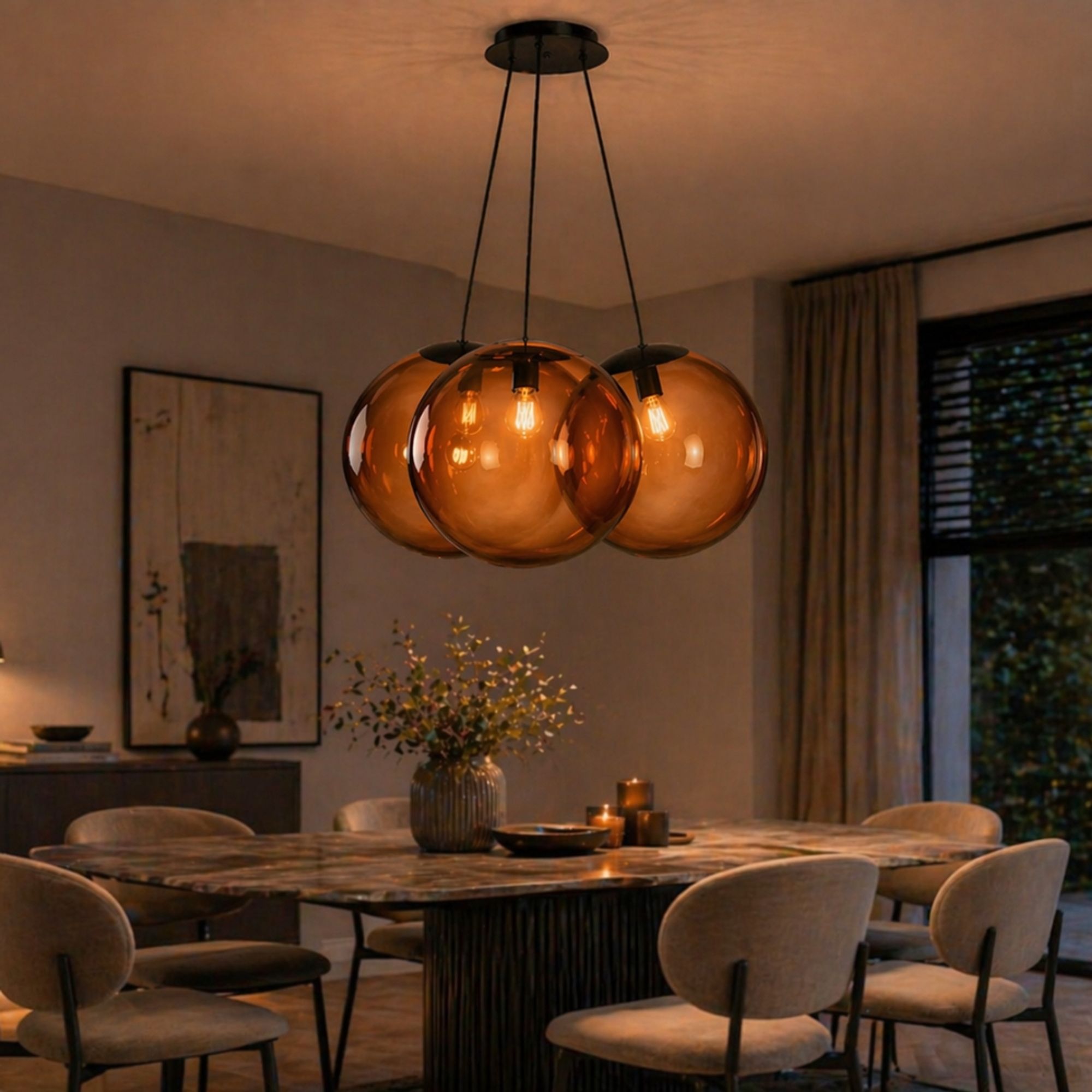 s.luce Orb Cluster Glas - Pendelampe 3 - flammig 3x50cm - 200647 - s.luce® - homecoming lights.