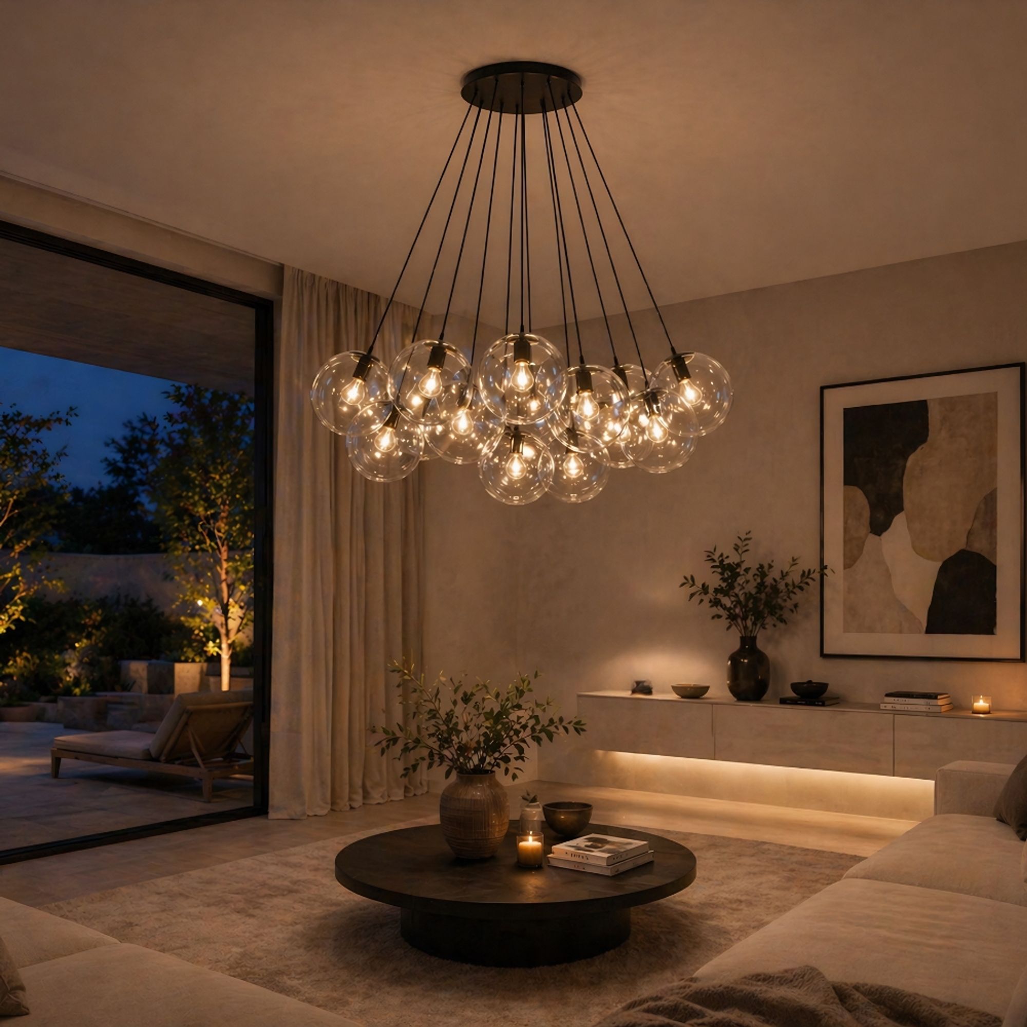 s.luce Orb Cluster Glas - Pendelleuchte 13 - flammig 13x20cm - 200588 - s.luce® - homecoming lights.