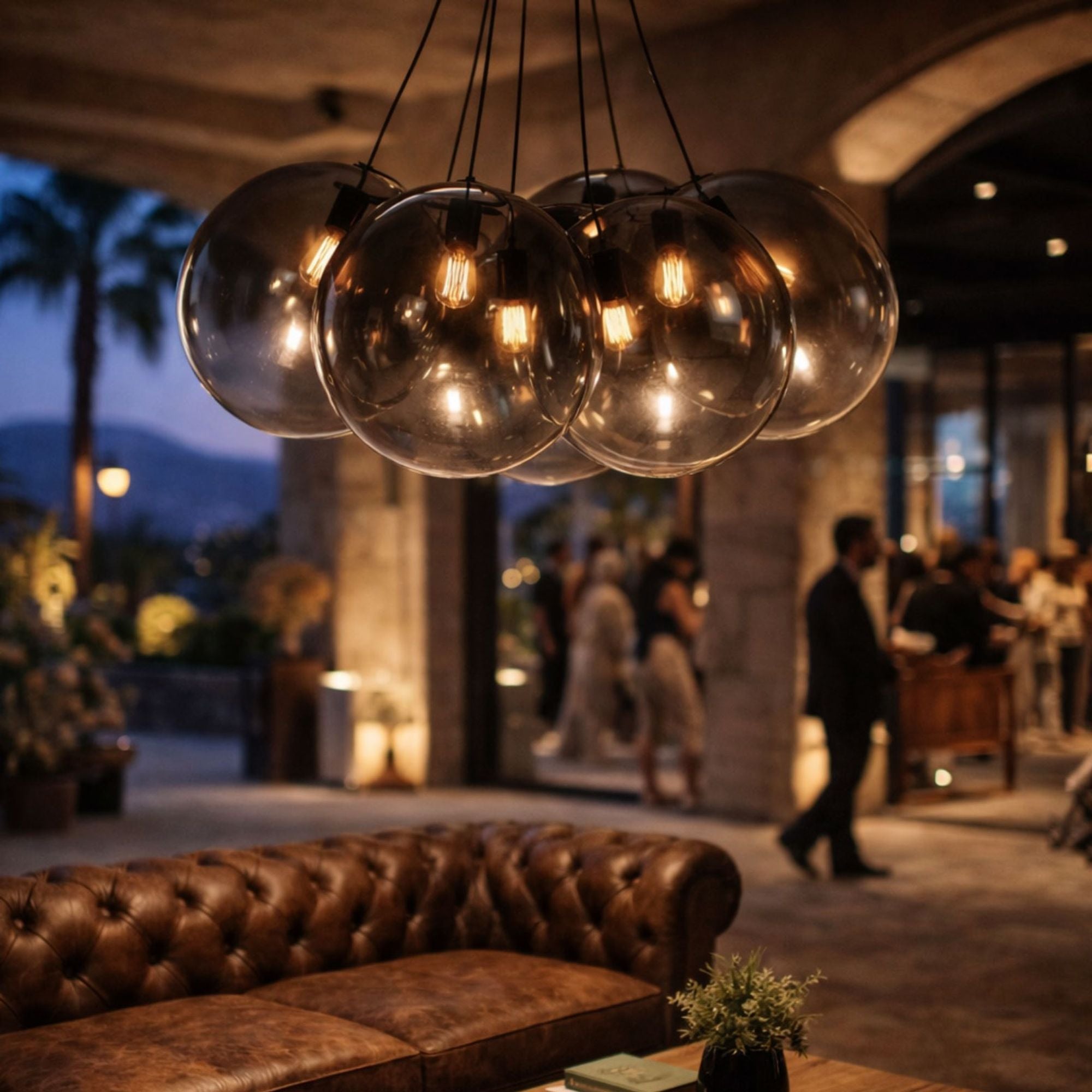 s.luce Orb Cluster Glas - Hängelampe 7 - flammig 7x50cm - 200690 - s.luce® - homecoming lights.