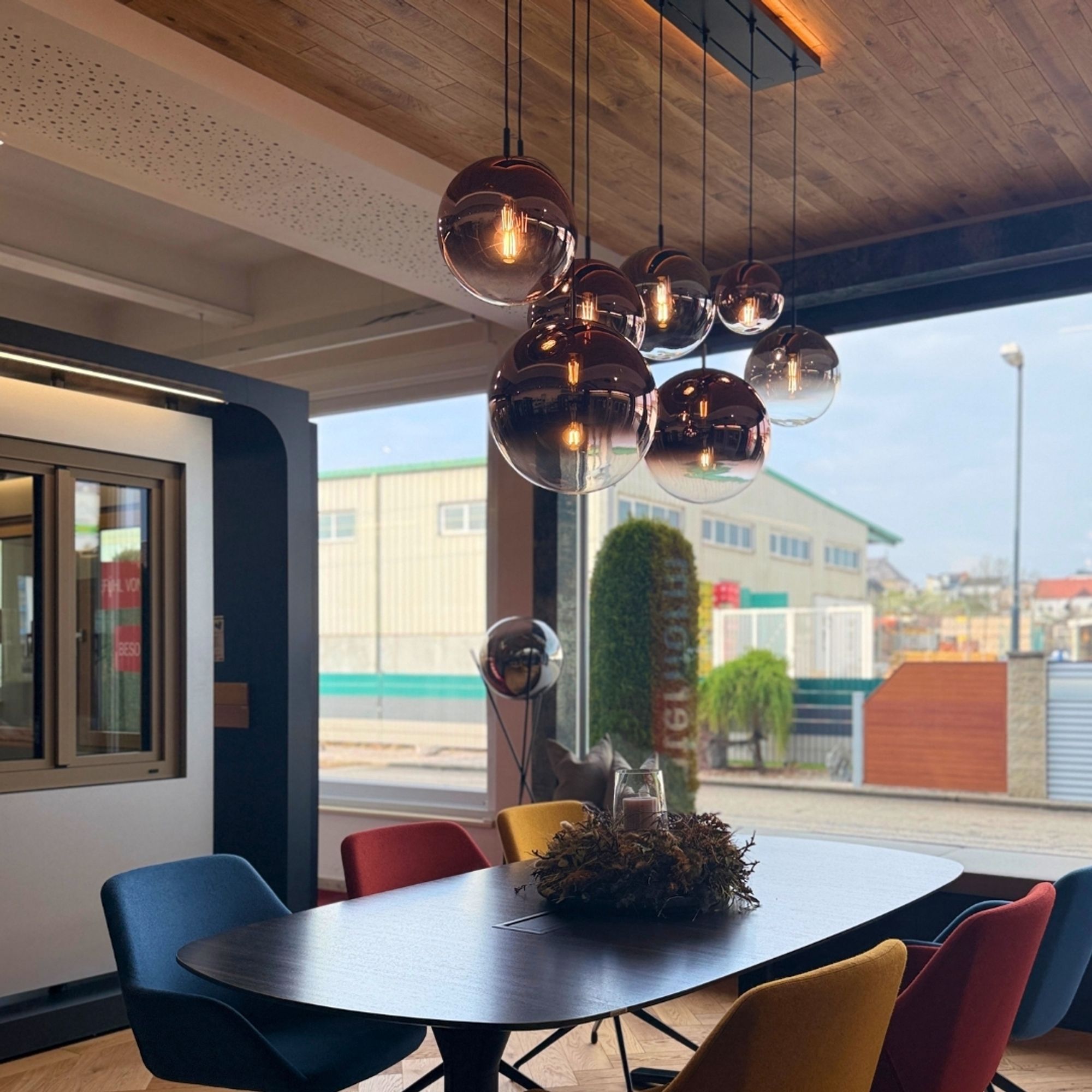 s.luce Orb glass globe hanging lamp 150cm suspension black