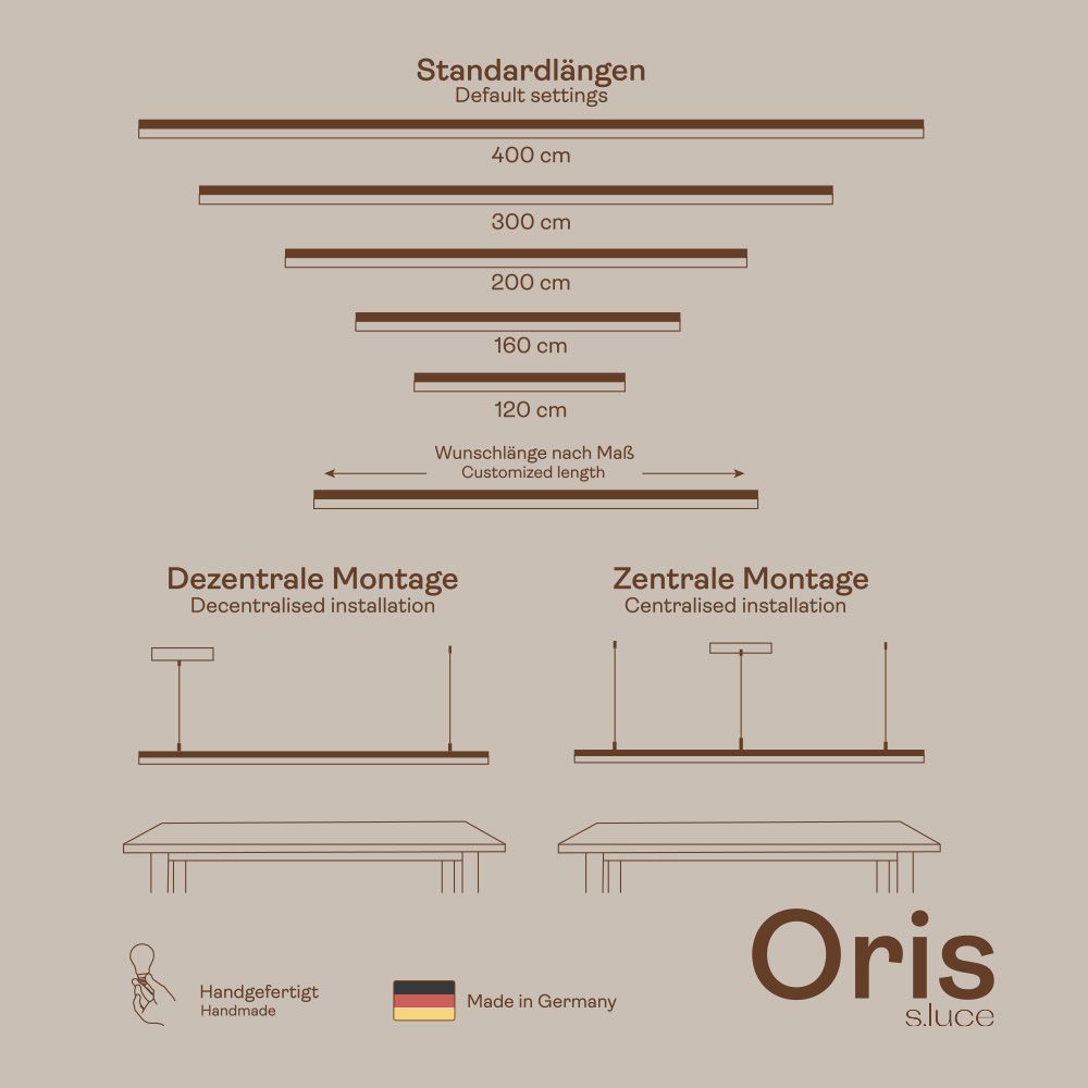 s.luce Oris LED-Linienlampe Büro-Pendelleuchte XL nach Maß 2700K