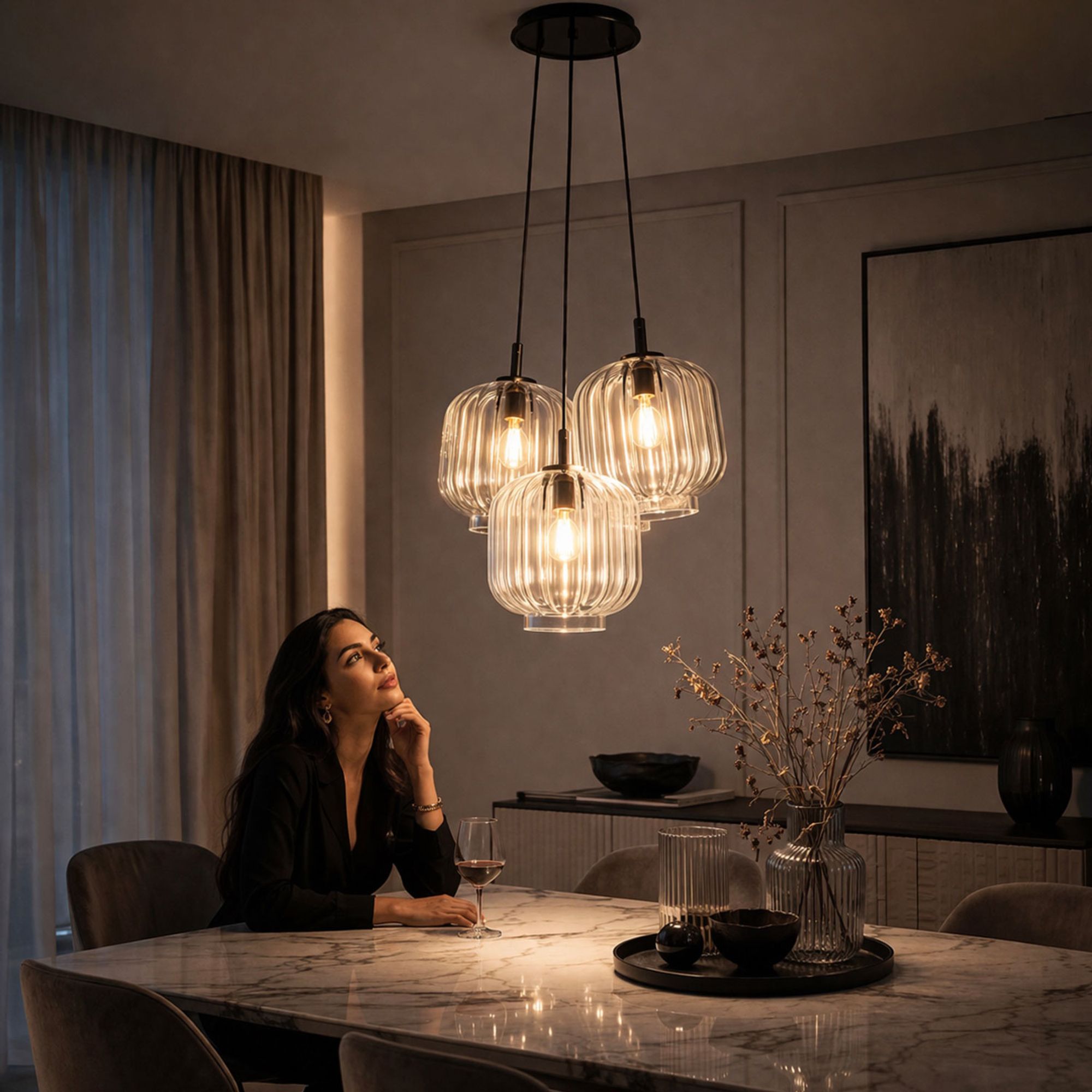 s.luce Velo Cluster Glas - Pendelleuchte 3 - flammig 3x25cm - 200418 - s.luce® - homecoming lights.