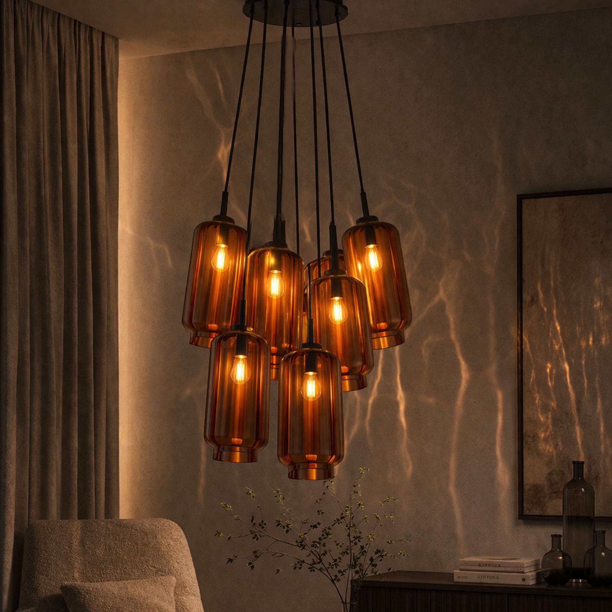 s.luce Velo Cluster Glas - Hängeleuchte 7 - flammig 7x18cm - 200425 - s.luce® - homecoming lights.