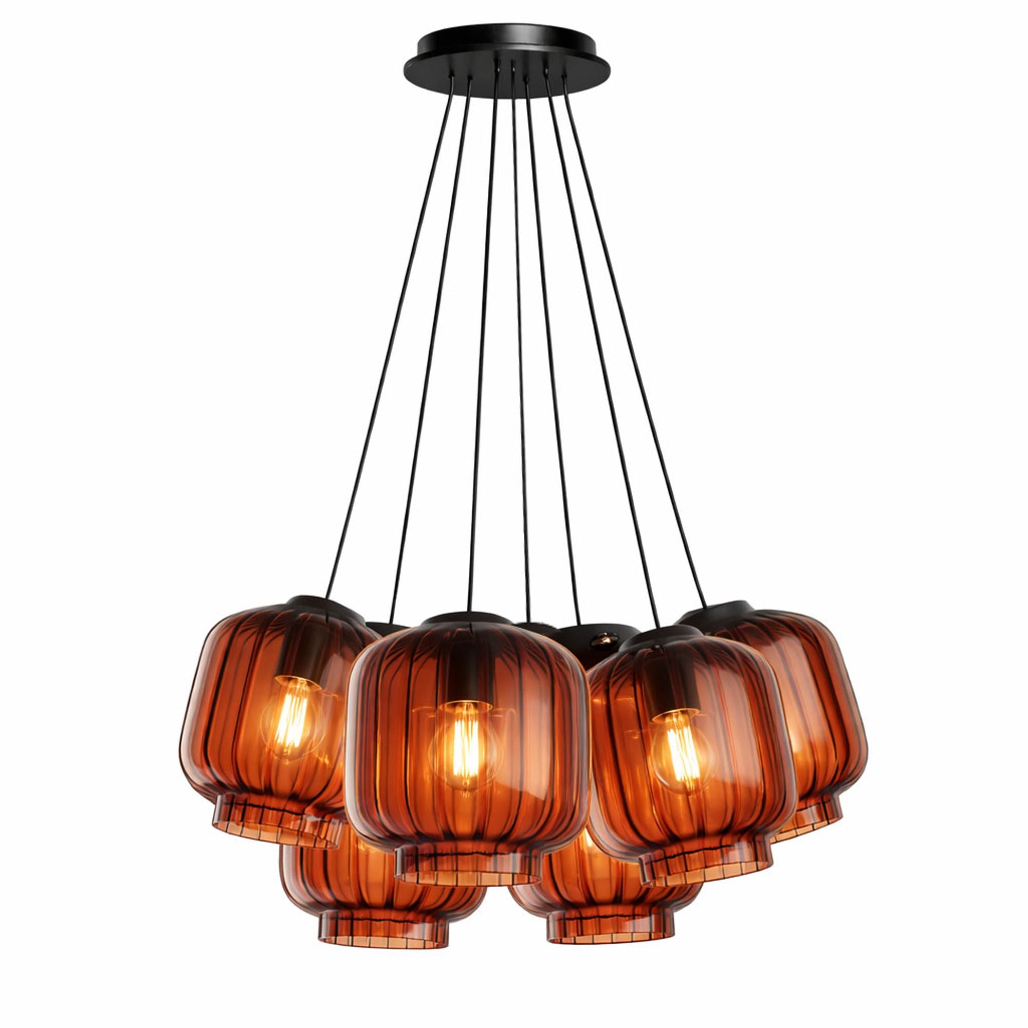 s.luce Velo Cluster Glas - Pendelleuchte 7 - flammig 7x20cm - 200433 - s.luce® - homecoming lights.